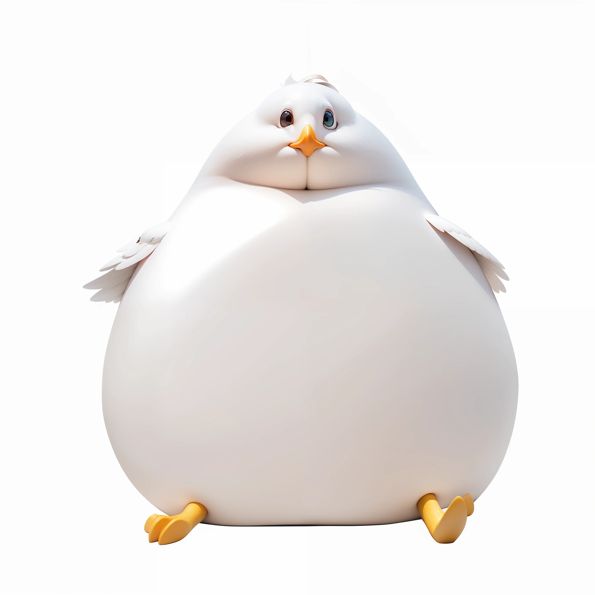unwise，Obese，White seagull pillow，Yellow mouth and legs，Sitting in the girl's arms，Pink long hair girl，Harnes，shorter pants
