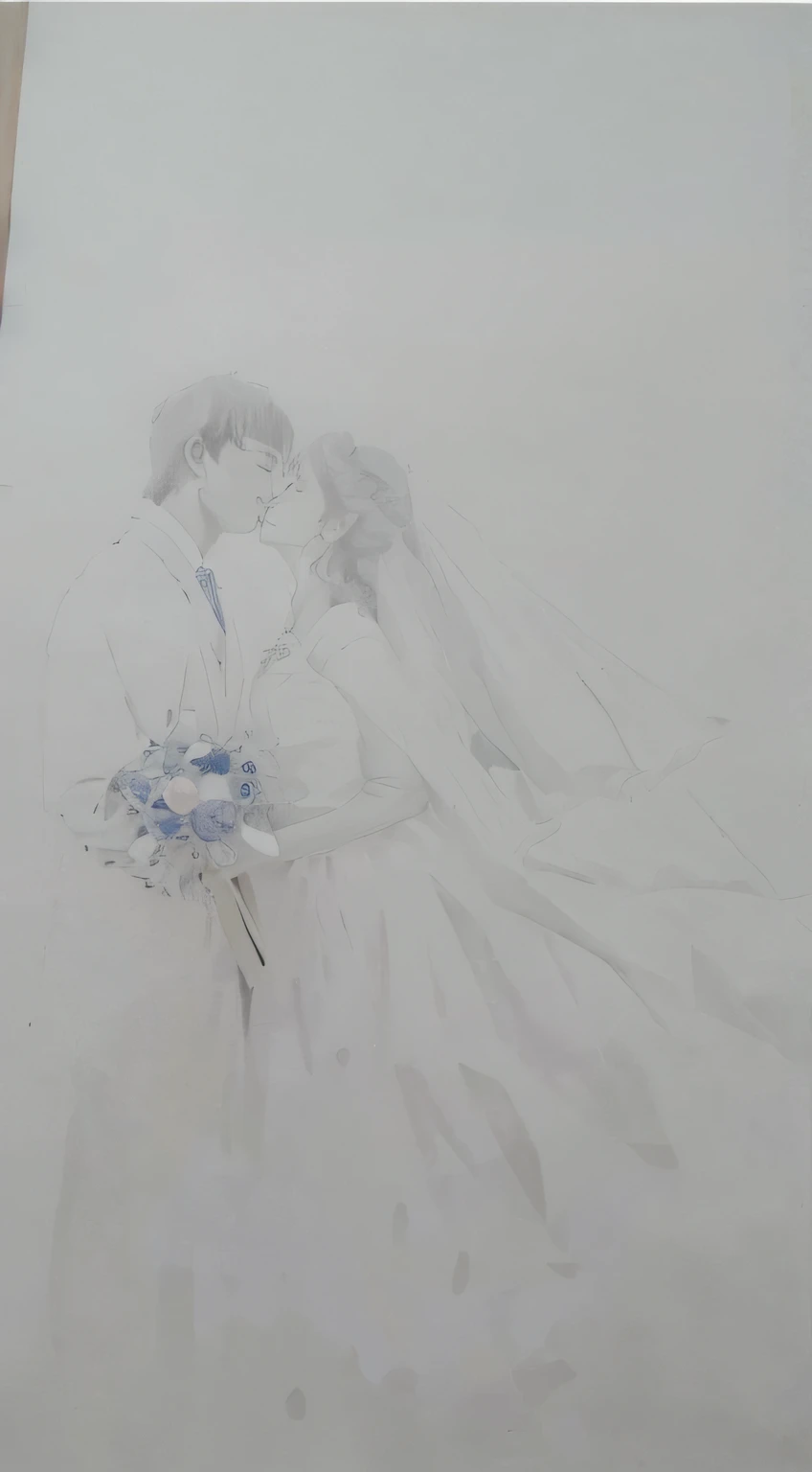 Painting of bride and groom in wedding dress, author:Uesaka Seka, author:Hiroshi Yamagata, author:Kiyochika Kobayashi, author:Iwao Takamoto, author:Yasutomo Oka, author:Nobusada Yanagawa, author:Tsuji Fujita, author:Nanmi Morikage, author:Yasutomo Oka
