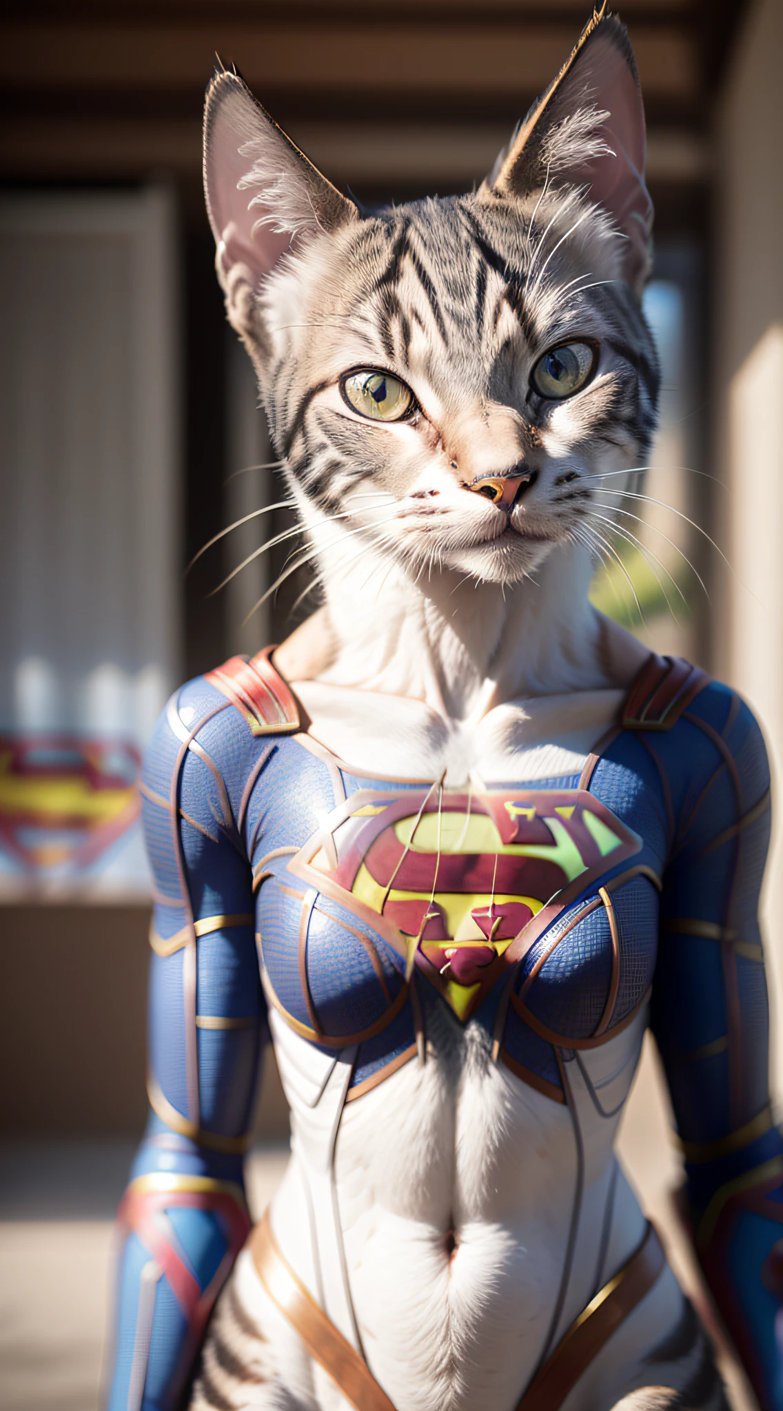 Uma linda celeste ((Close-up, Anthropomorphic cat standing in supergirl costume):1.5), fotorrealista, ultra-detalhado, detalhes intrincados, 8k, super detalhado, volumático, HDR, Realistic, Motor irreal, 16k, (((foco nítido))), octan render, da mais alta qualidade, Foto RAW, cinematic composition, Ultra Real