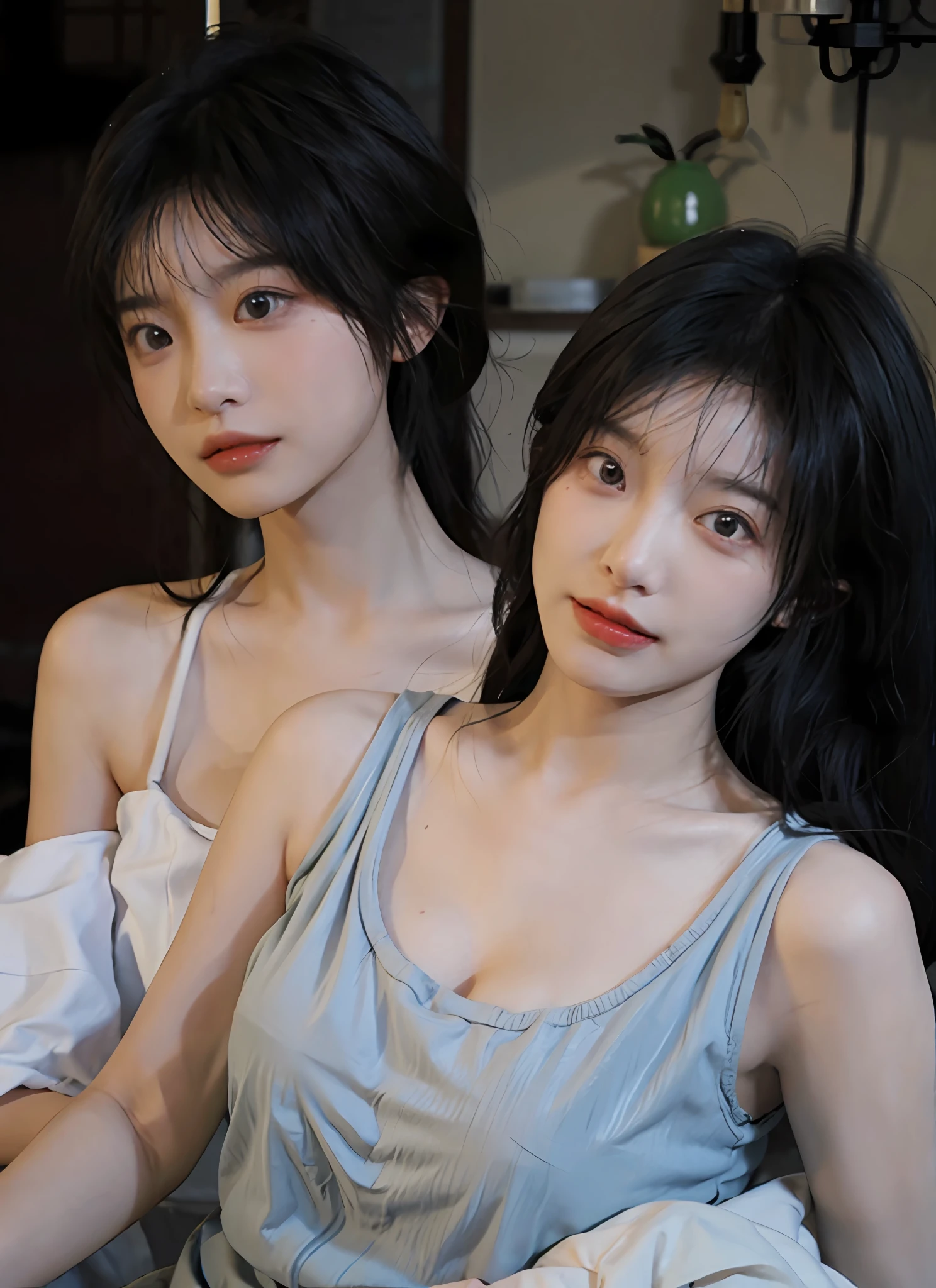 best qualtiy, 超高分辨率, (realisticlying:1.4), one-girl, A pair of clear and moving peach blossom eyes,Royal sister,a sense of atmosphere,Beautuful Women,(Faded gray-gray hair:1), (big cleavage breasts:1.4), looking at viewert, closeup cleavage ,