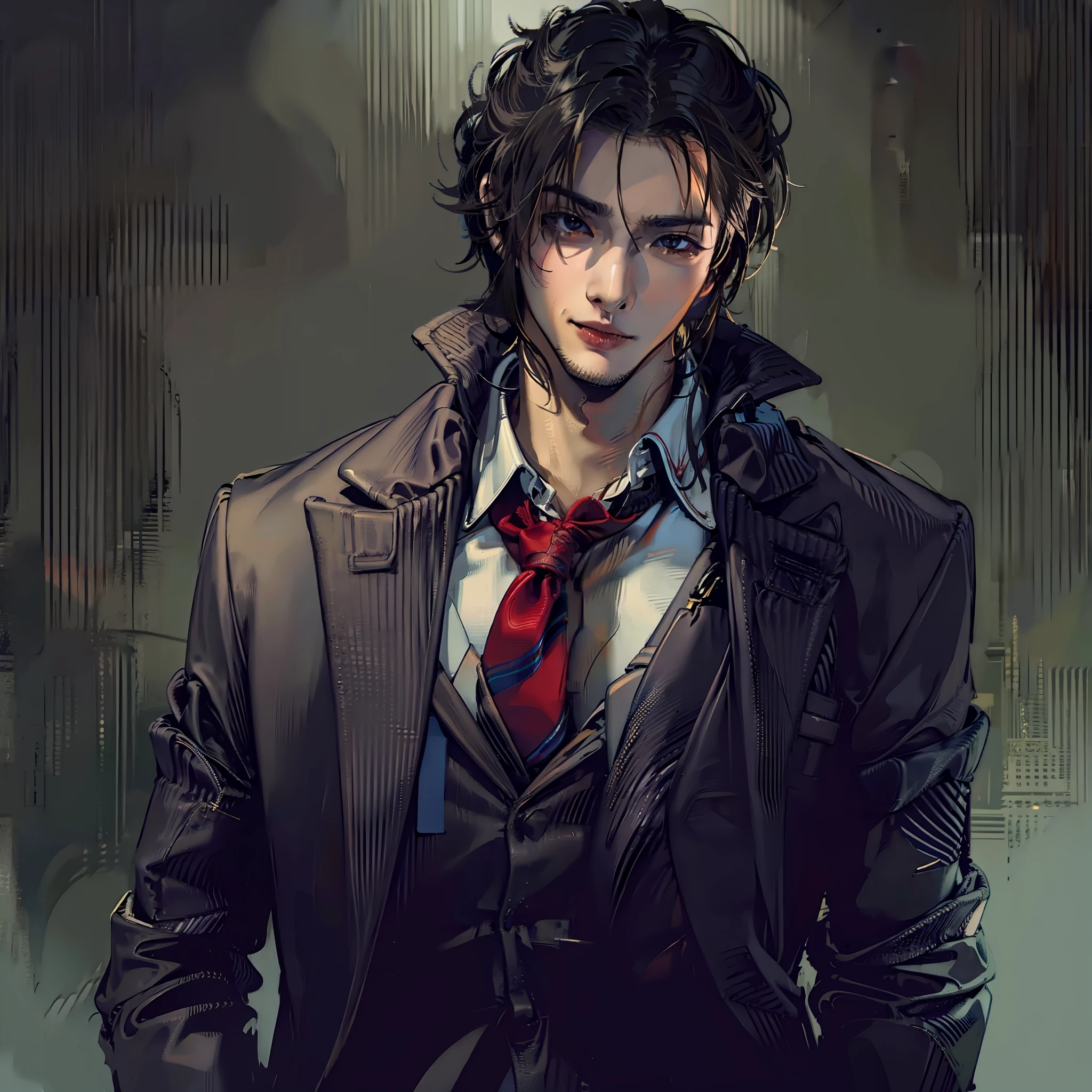 Man in suit and tie,handsome male vampire,Personable,modern day