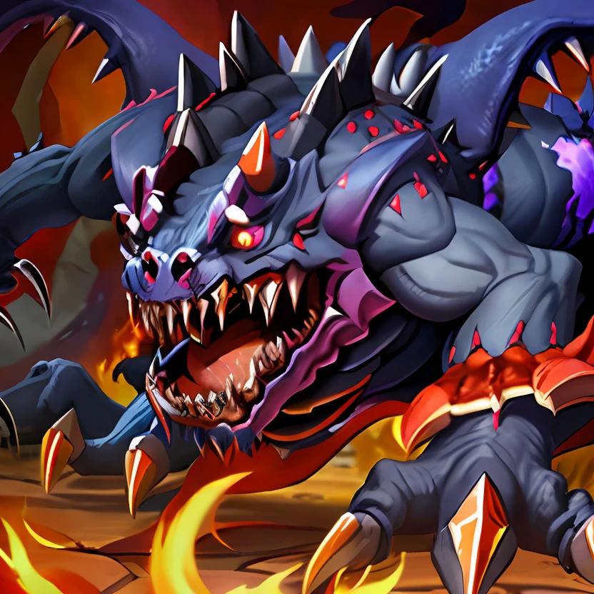 a close up of a cartoon monster with sharp claws and sharp teeth, cacodemon, zerg, demon, nanotech demonic monster horror, detailed hot maw, unholy abomination, demonic monster, z'gok. 8 k hd resolution, collectible card art, gaping maw, epic full color illustration, portre of a psyschonaut demon