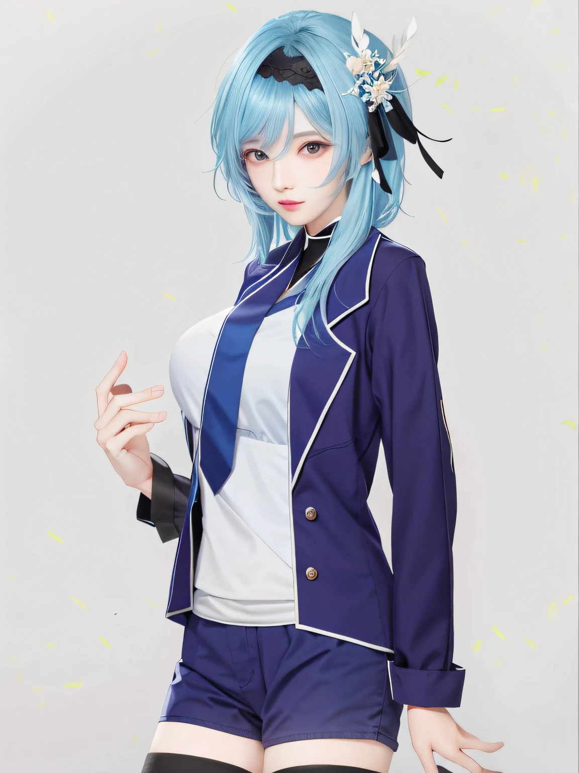 Yura in Genshin,light blue hair,The send is clearly visible,realisticlying,k hd,16k,电影灯光,
