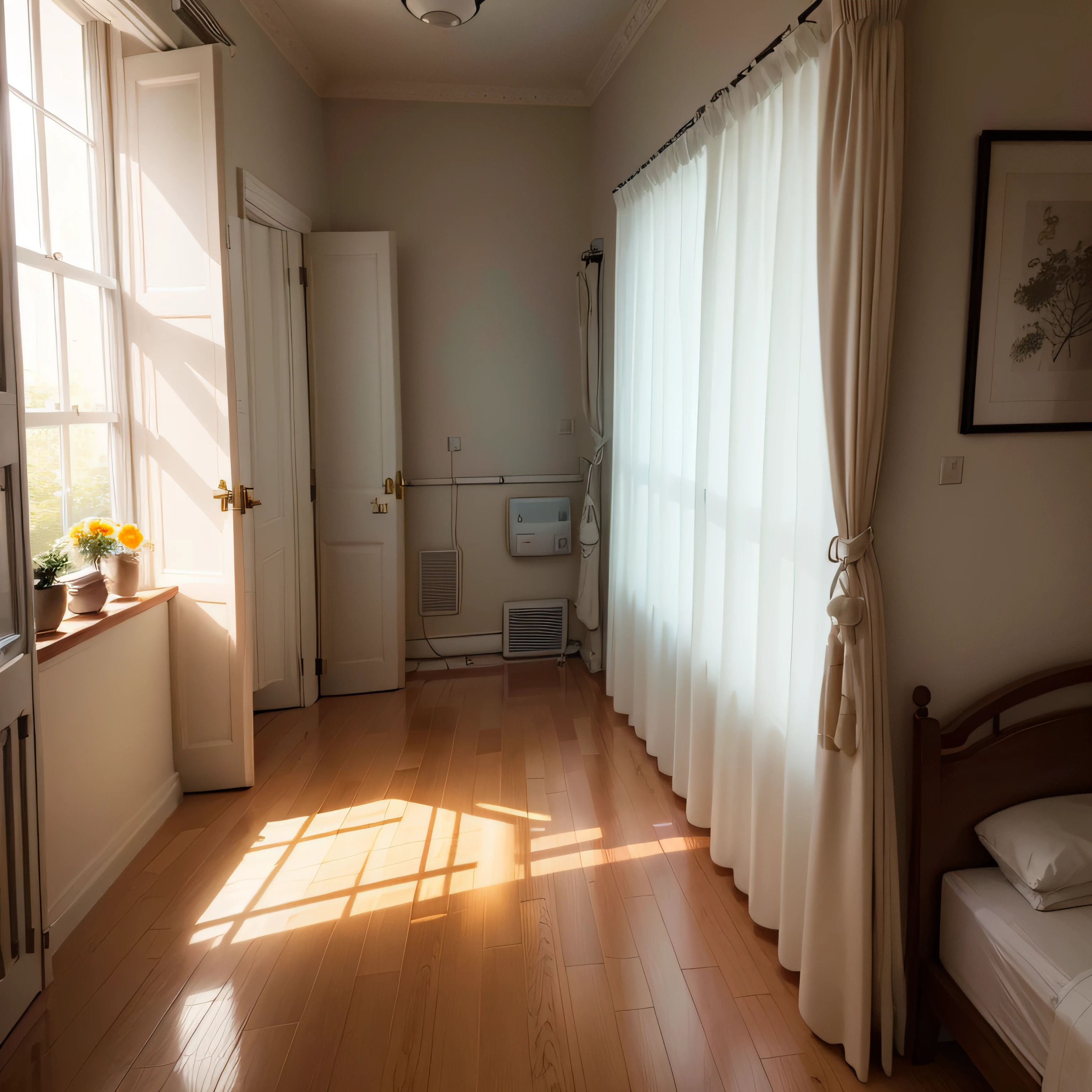 Infirmary, curtains, 1 girl, nurse, white dress, masterpiece, best quality, highly detailed --auto