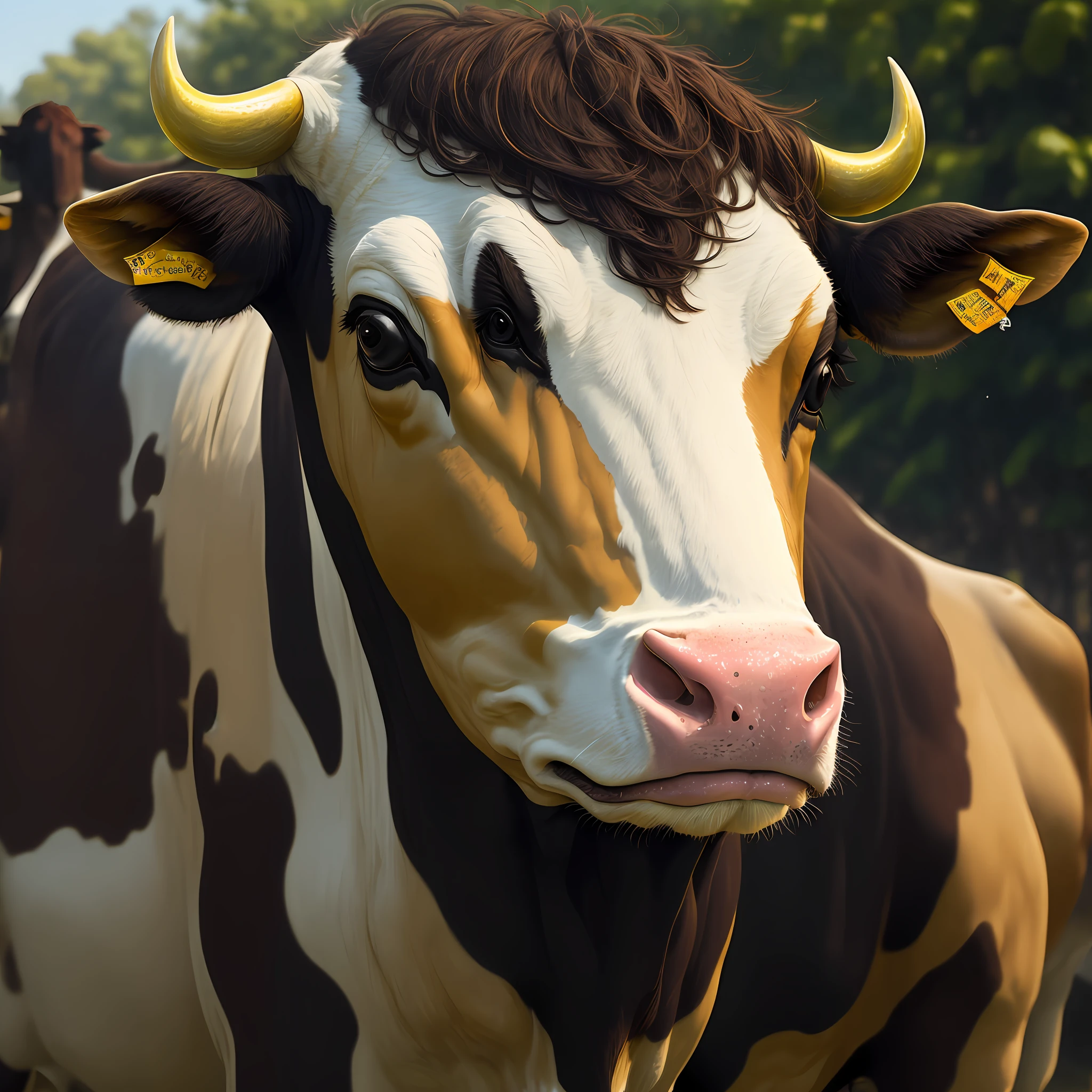 A yellow cow, bright in color, delighting those who look at it --auto