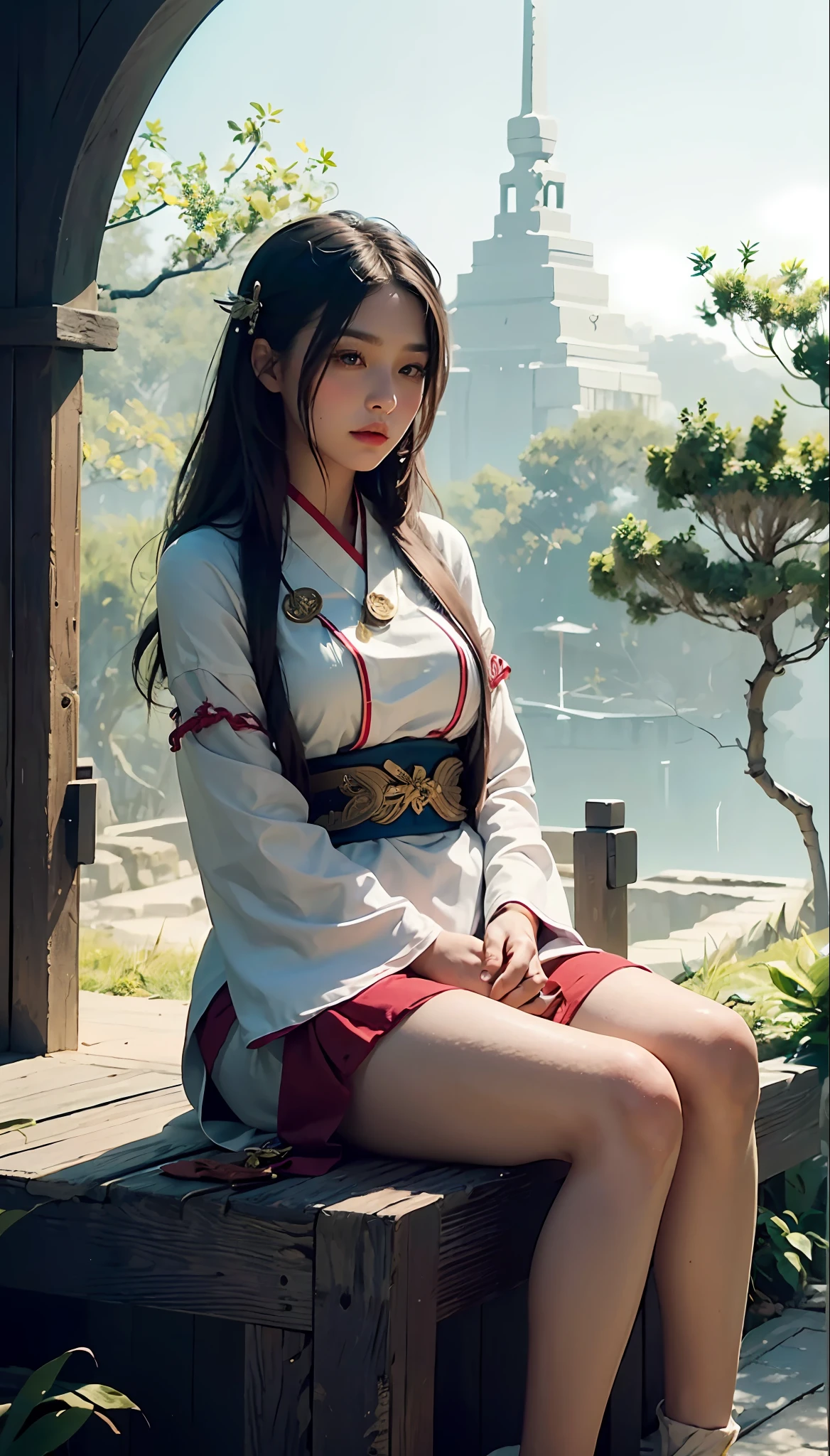 (1girl:1.3),solo,__body-parts__,
official art, unity 8k wallpaper, ultra detailed, beautiful and aesthetic, beautiful, masterpiece, best quality,Fantastical Atmosphere, Calming Palette, Tranquil Mood, Soft Shading,
Miko priestess, charm spell, talisman familiar, shrine maiden duties,