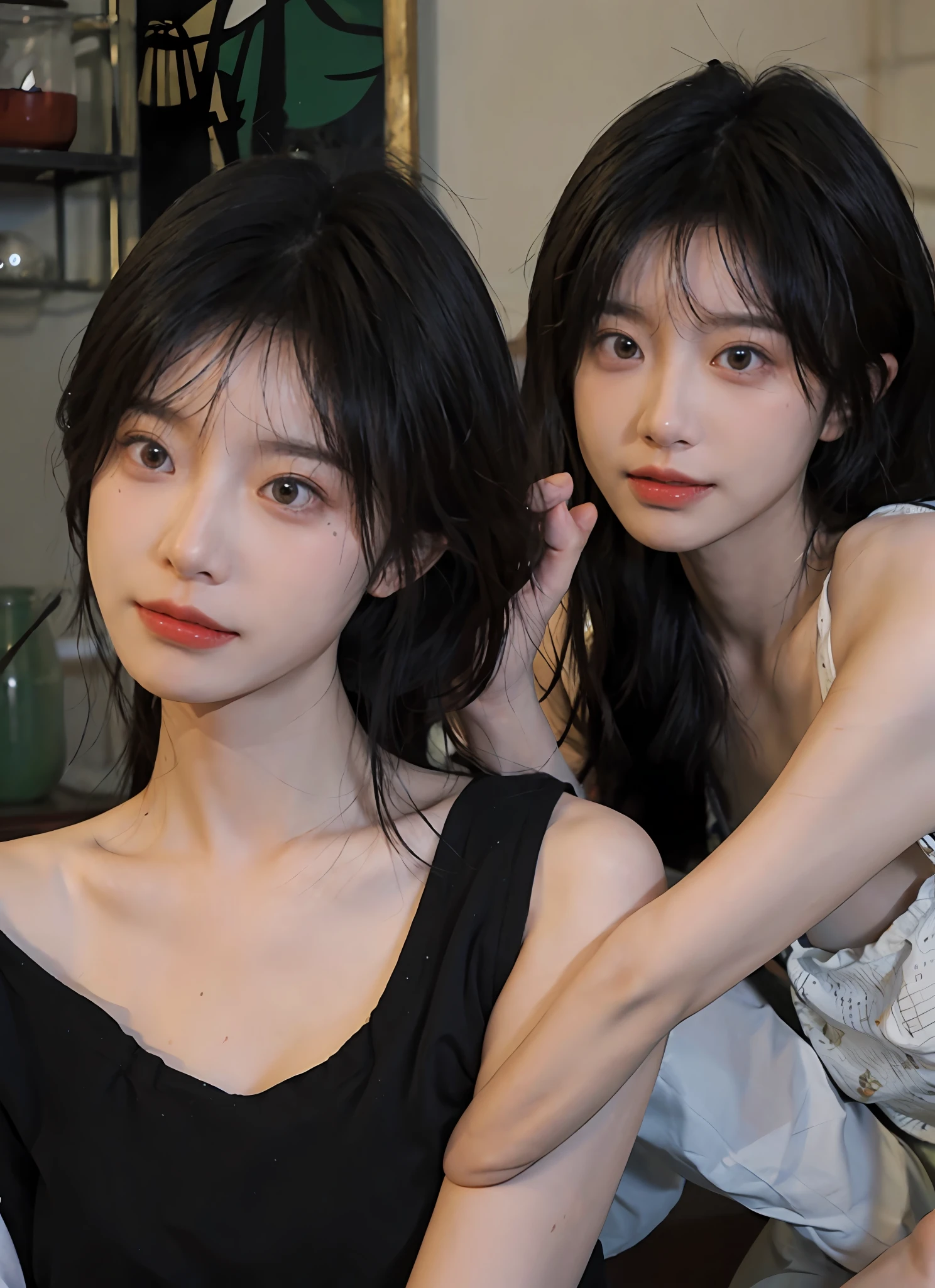 best qualtiy, 超高分辨率, (realisticlying:1.4), one-girl, A pair of clear and moving peach blossom eyes,Royal Sister,a sense of atmosphere,(Faded gray-gray hair:1), (big cleavage breasts:1.3), looking at viewert, closeup cleavage ,