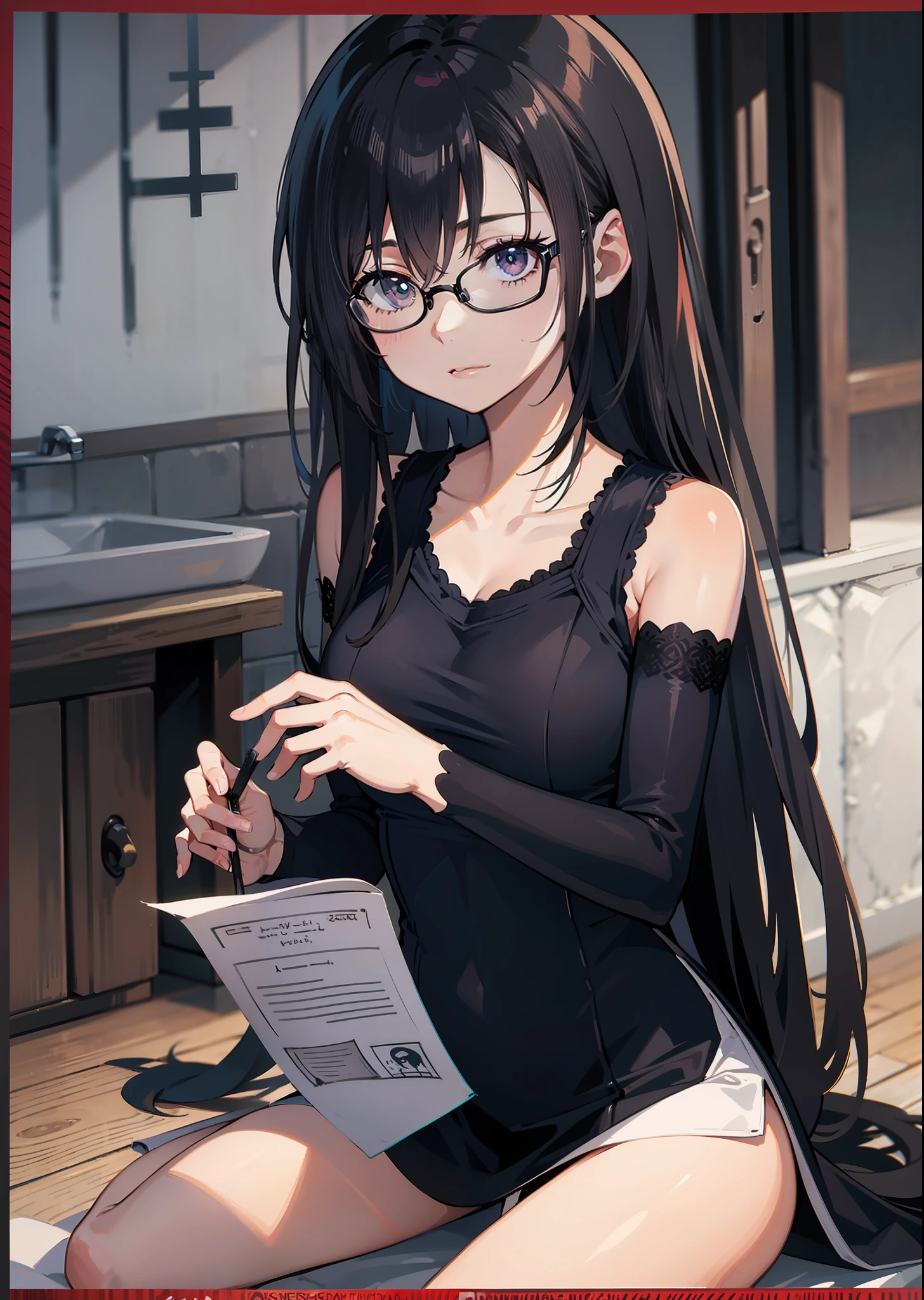 Delicate man，Sick，morbid，（exquisite image）illustration，black-frame glasses，curlies