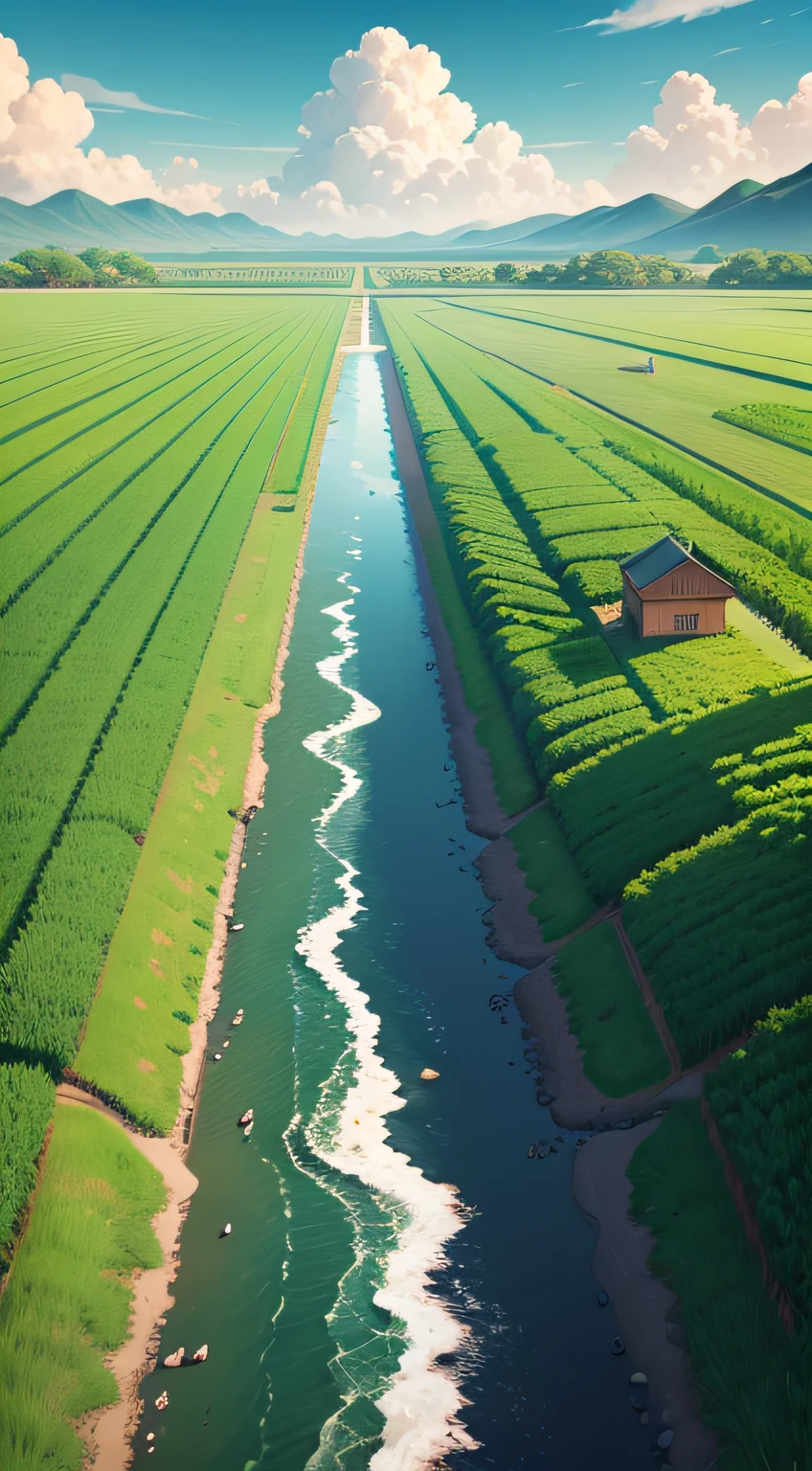 Heat rush,Solar terms,夏天,illustration,mont,grassy,Mare,poster for,Background with,water melon,Cartoony