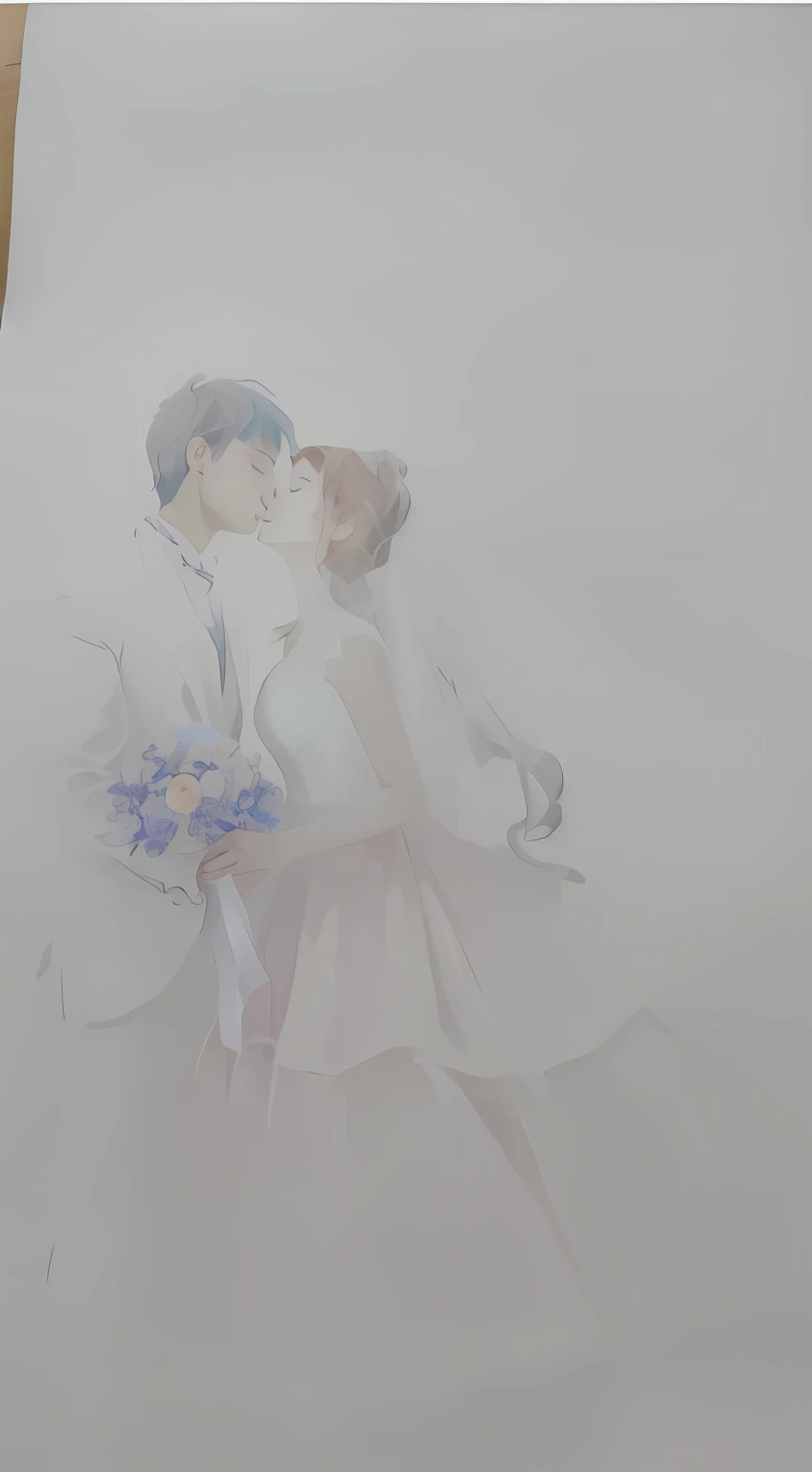 Painting of bride and groom in wedding dress, author:Uesaka Seka, author:Hiroshi Yamagata, author:Kiyochika Kobayashi, author:Iwao Takamoto, author:Yasutomo Oka, author:Nobusada Yanagawa, author:Tsuji Fujita, author:Nanmi Morikage, author:Yasutomo Oka