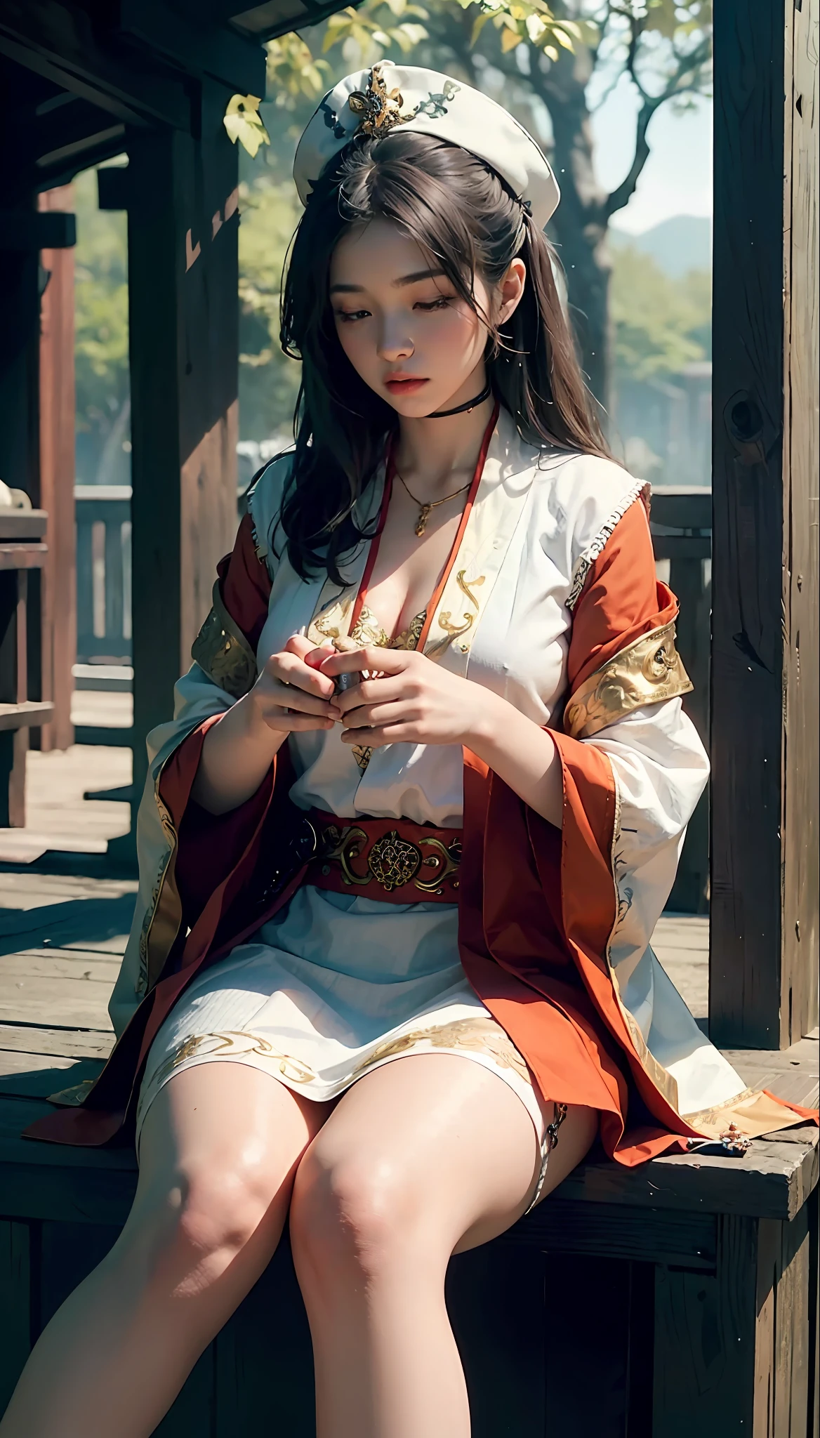 (1girl:1.3),solo,__body-parts__,
official art, unity 8k wallpaper, ultra detailed, beautiful and aesthetic, beautiful, masterpiece, best quality,Fantastical Atmosphere, Calming Palette, Tranquil Mood, Soft Shading,
Miko priestess, charm spell, talisman familiar, shrine maiden duties,
