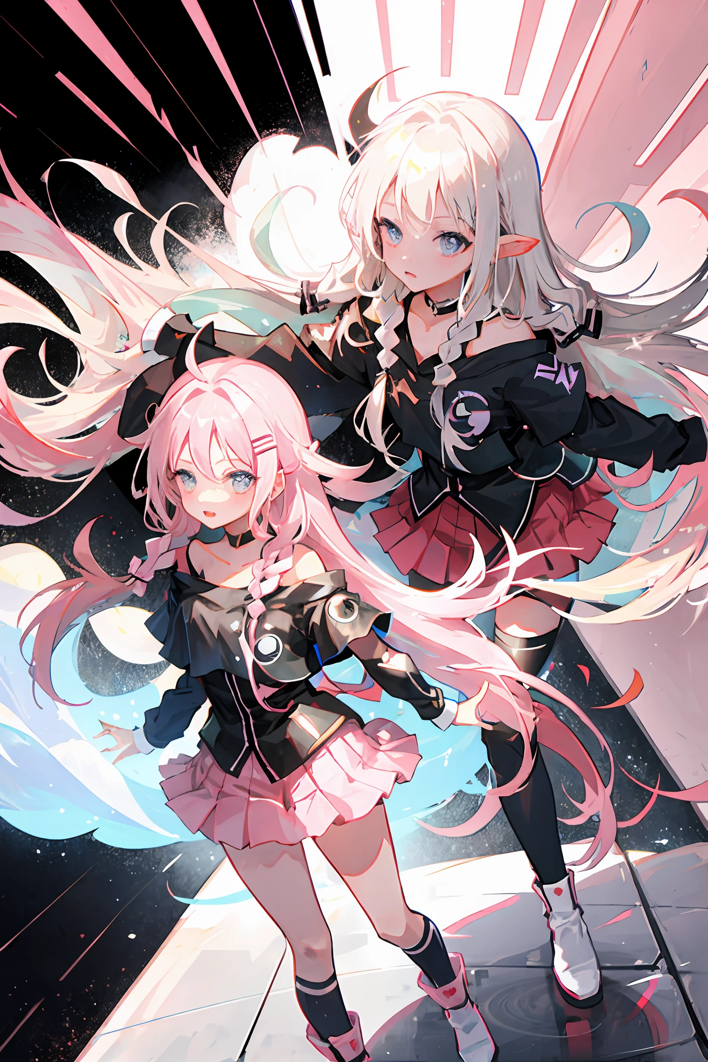 one female,Pink Long Hair,quadratic element,Loving pupils,succubi,nakeness,