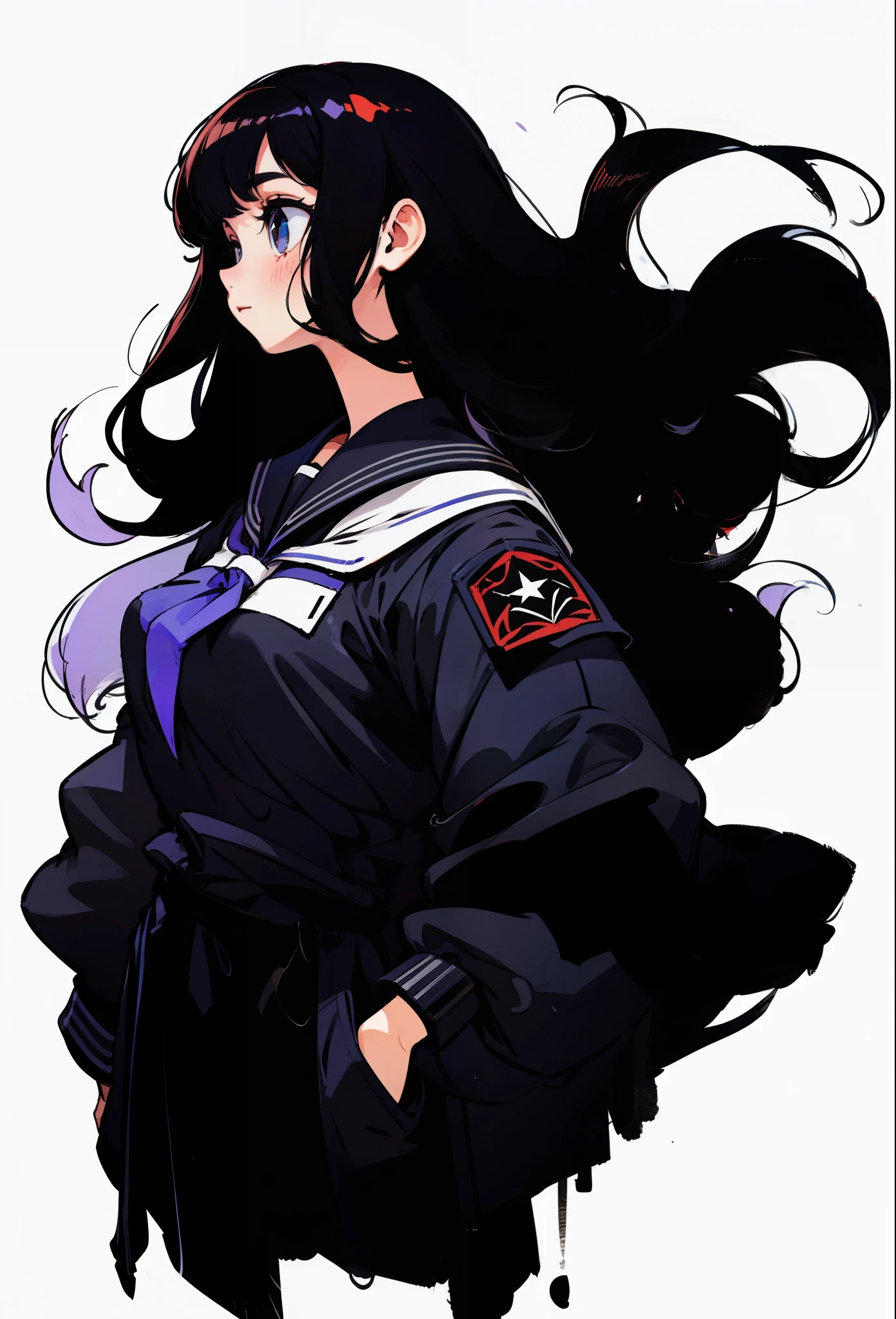 Black hair, Long-haired, 1 girl in, school uniformss, schools, students