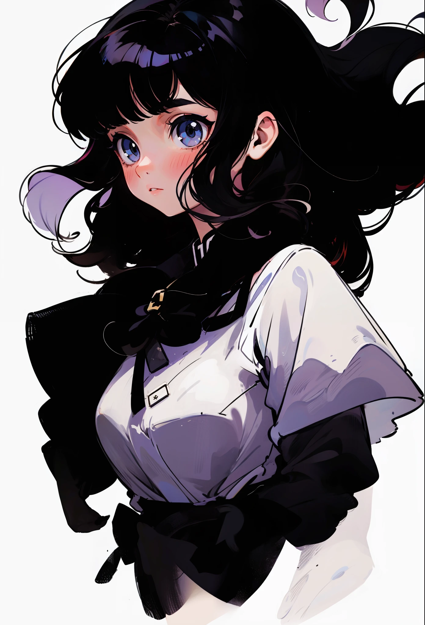 Black hair, Long-haired, 1 girl in