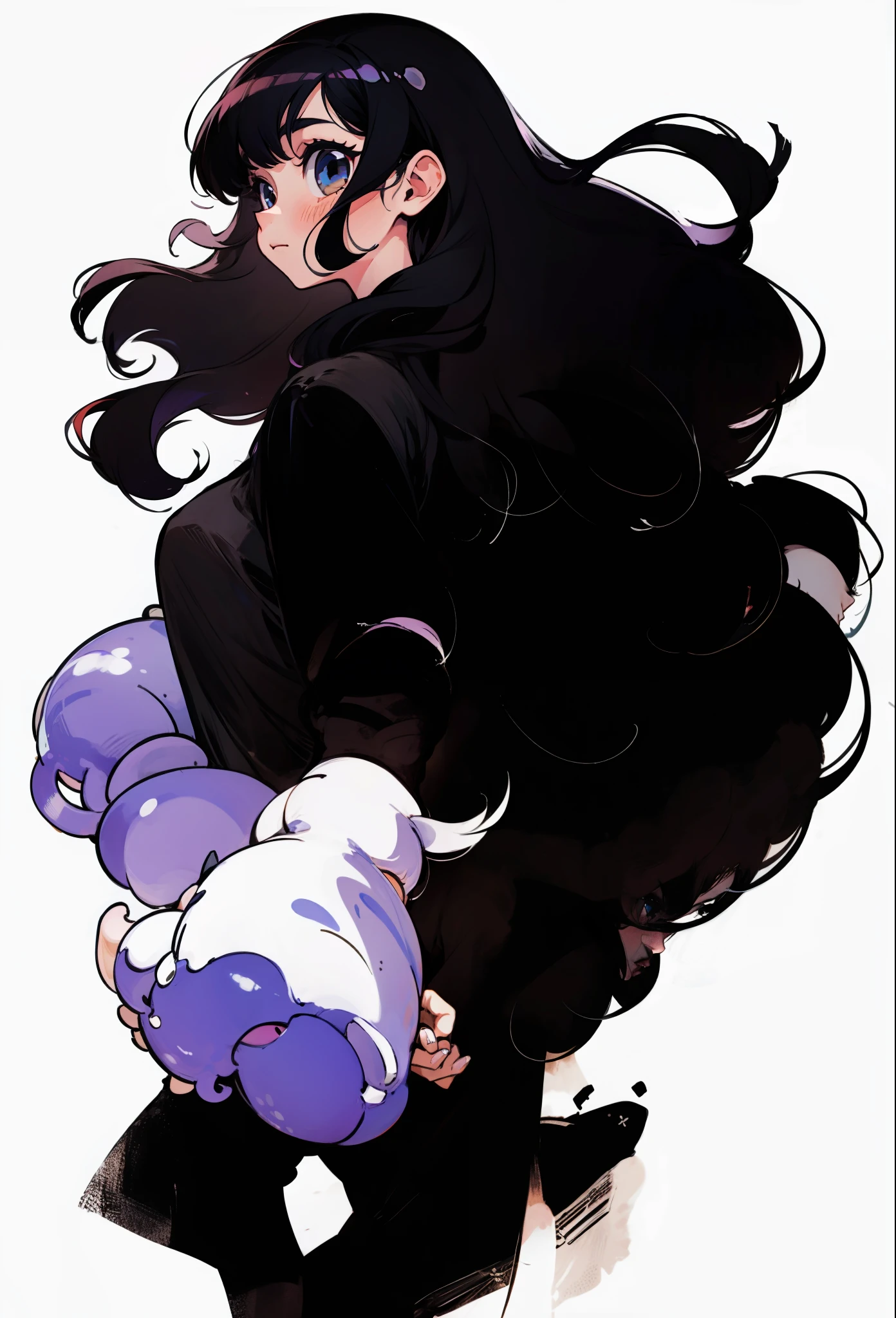 Black hair, Long-haired, 1 girl in
