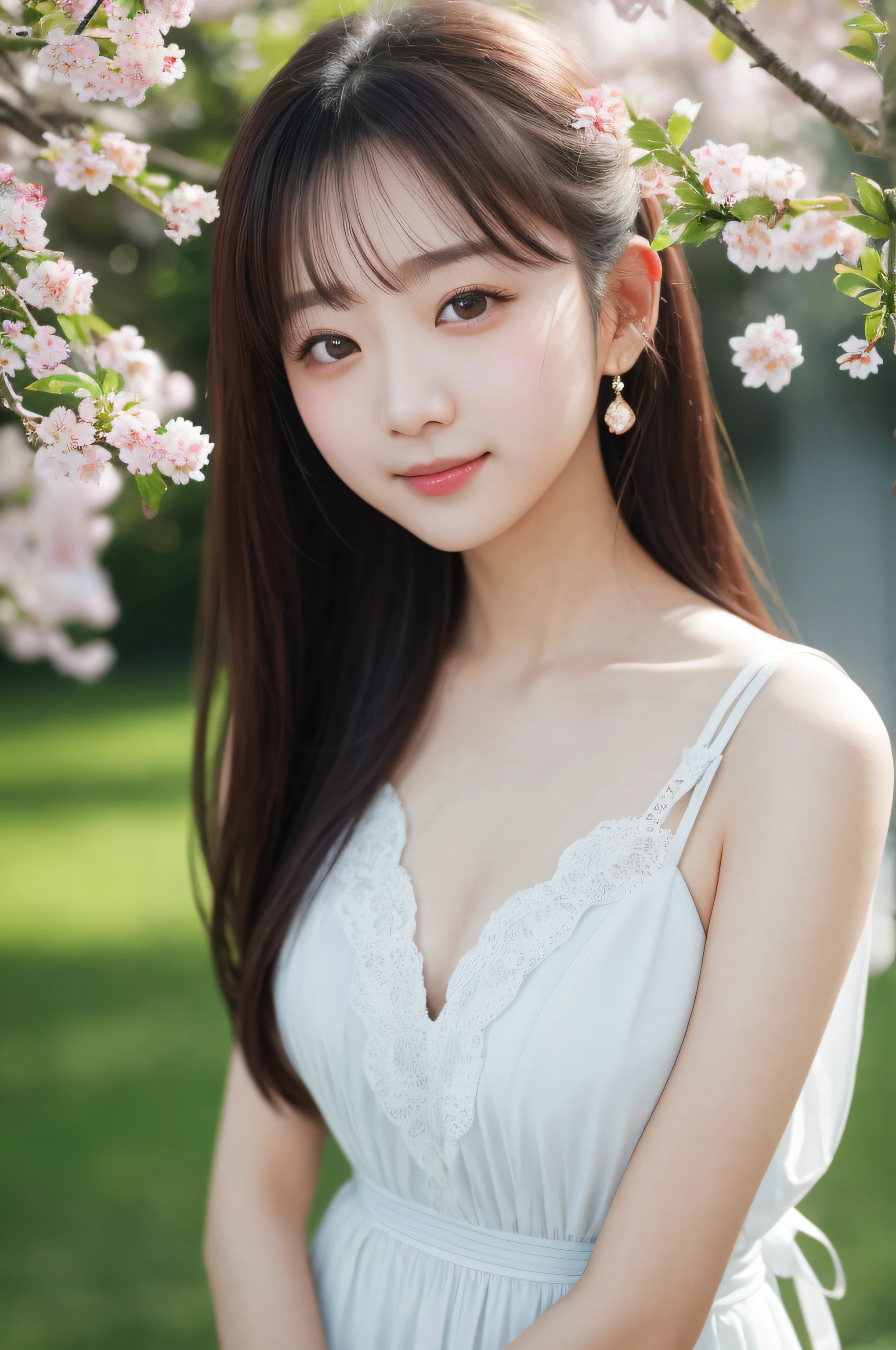 Top image quality、Top image quality、超A high resolution)、(Raw photo、Realism:1.4)、(flat-chest、small tits:1.5)、Ultra-fine and beautiful skin、 Super skinny and cute face、exceptionally detailed RAW color photo、tthin eyebrows、(outside of house、Public Sakura Park)、Look at viewers、Sun'rays、Dynamic lighting、(Elegant and beautiful face)、 (Detail skin)、(high detailing、Hyper-detailing、Convoluted)、(bloom:0.4)、softlighting、(Side lighting:0.8)、shadow casting、lightsmile、Shallow depth of field、Particle effect、Ray traching、Leica 10772 M-P、85mm Macro Lens、F/8 Aperture、Shot with film stills