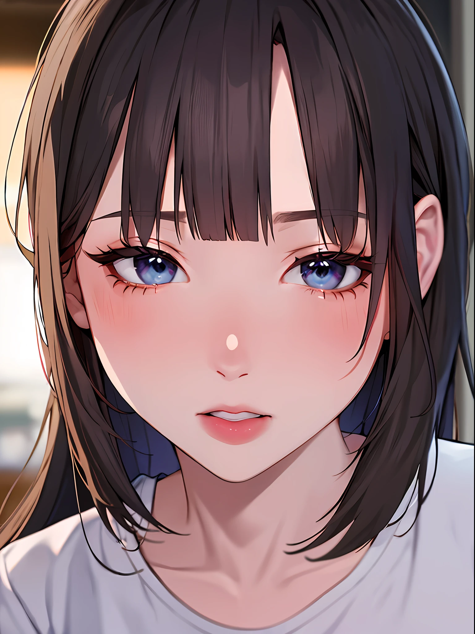 Anime girl with blue eyes and long hair looking at camera - SeaArt AI