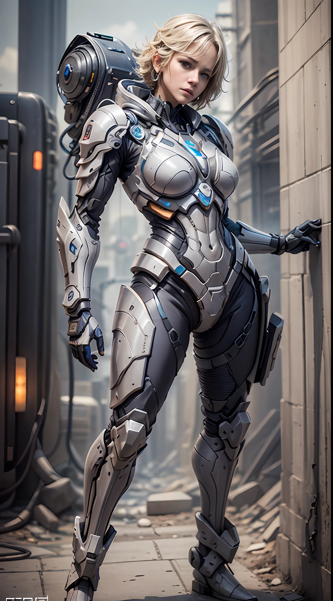 Meg ryan、Near Future Battlesuit、actionpose、top-quality、​masterpiece、detailed full-body concept