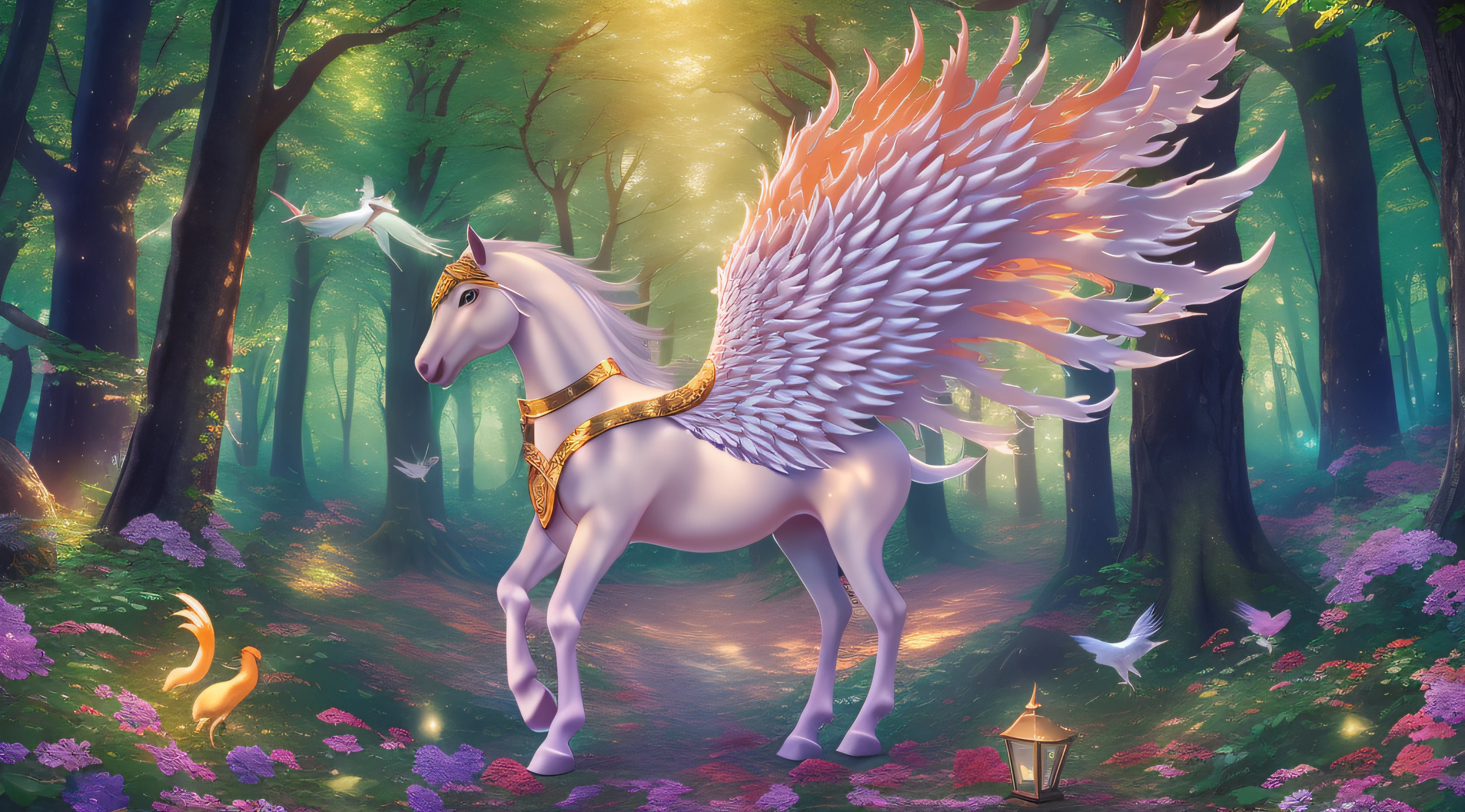 pegasus in a magical forest