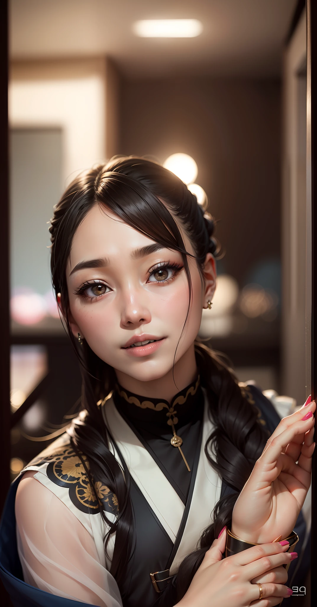 delicate, masterpiece, beautiful detailed, colourful, finely detailed,detailed lips, intricate details, (1 woman:1.1), (a gorgeous beautiful 30 age years old sexy korean woman:1.1),(kpop idol, korean mixed), (tied hair:1.1), (50mm Sigma f/1.4 ZEISS lens, F1.4, 1/800s, ISO 100, photograpy:1.1), large breast,(photorealistic:1.1), solo, looking_at_viewer, tall female, ,happy smile, from_front, earrings, slim_legs, skinny, thigh_gap, model, lens flare, choker,(hanbok+see-through silhouette, wedge heels:1.3), korean commentary, korean_street, korean_traditional_house,1boy,, squatting cowgirl position, vaginal, pov,