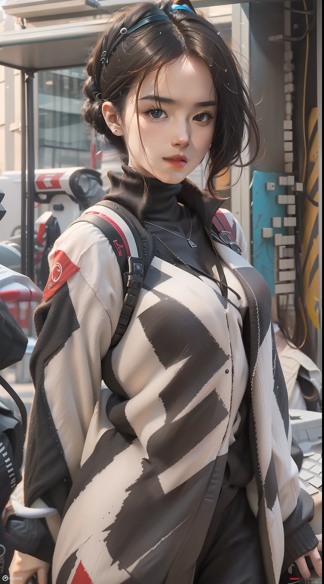 ((Best quality)), ((masterpiece)), (detailed:1.4), 3D, an image of a beautiful cyberpunk female,HDR (High Dynamic Range),Ray Tracing,NVIDIA RTX,Super-Resolution,Unreal 5,Subsurface scattering,PBR Texturing,Post-processing,Anisotropic Filtering,Depth-of-field,Maximum clarity and sharpness,Multi-layered textures,Albedo and Specular maps,Surface shading,Accurate simulation of light-material interaction,Perfect proportions,Octane Render,Two-tone lighting,Wide aperture,Low ISO,White balance,Rule of thirds,8K RAW,