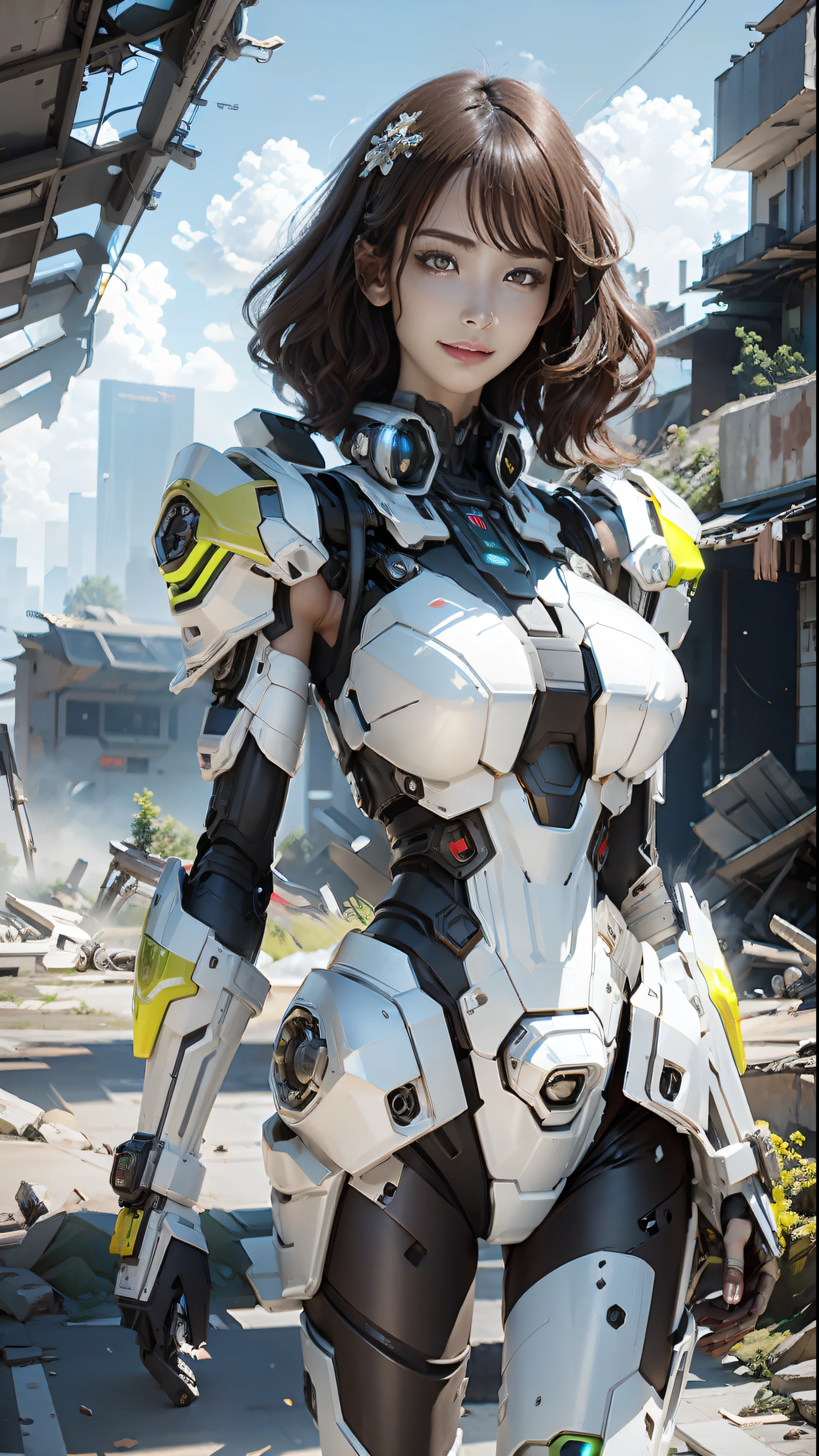 ((Best quality)), ((masterpiece)), (highly detailed:1.3), 3D,Shitu-mecha, beautiful cyberpunk women with her mecha in the ruins of city from a forgoten war, ancient technology,HDR (High Dynamic Range),Ray Tracing,NVIDIA RTX,Super-Resolution,Unreal 5,Subsurface scattering,PBR Texturing,Post-processing,Anisotropic Filtering,Depth-of-field,Maximum clarity and sharpness,Multi-layered textures,Albedo and Specular maps,Surface shading,Accurate simulation of light-material interaction,Perfect proportions,Octane Render,Two-tone lighting,Low ISO,White balance,Rule of thirds,Wide aperature,8K RAW,Efficient Sub-Pixel,sub-pixel convolution,luminescent particles,light scattering,Tyndall effect