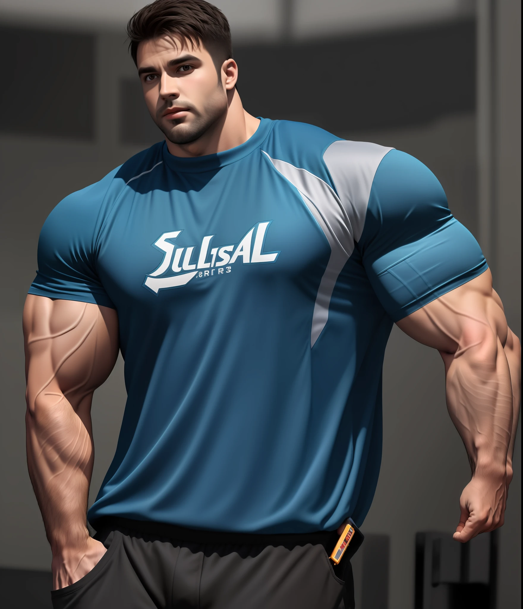 homem musculoso irreal, realista, fisiculturista.