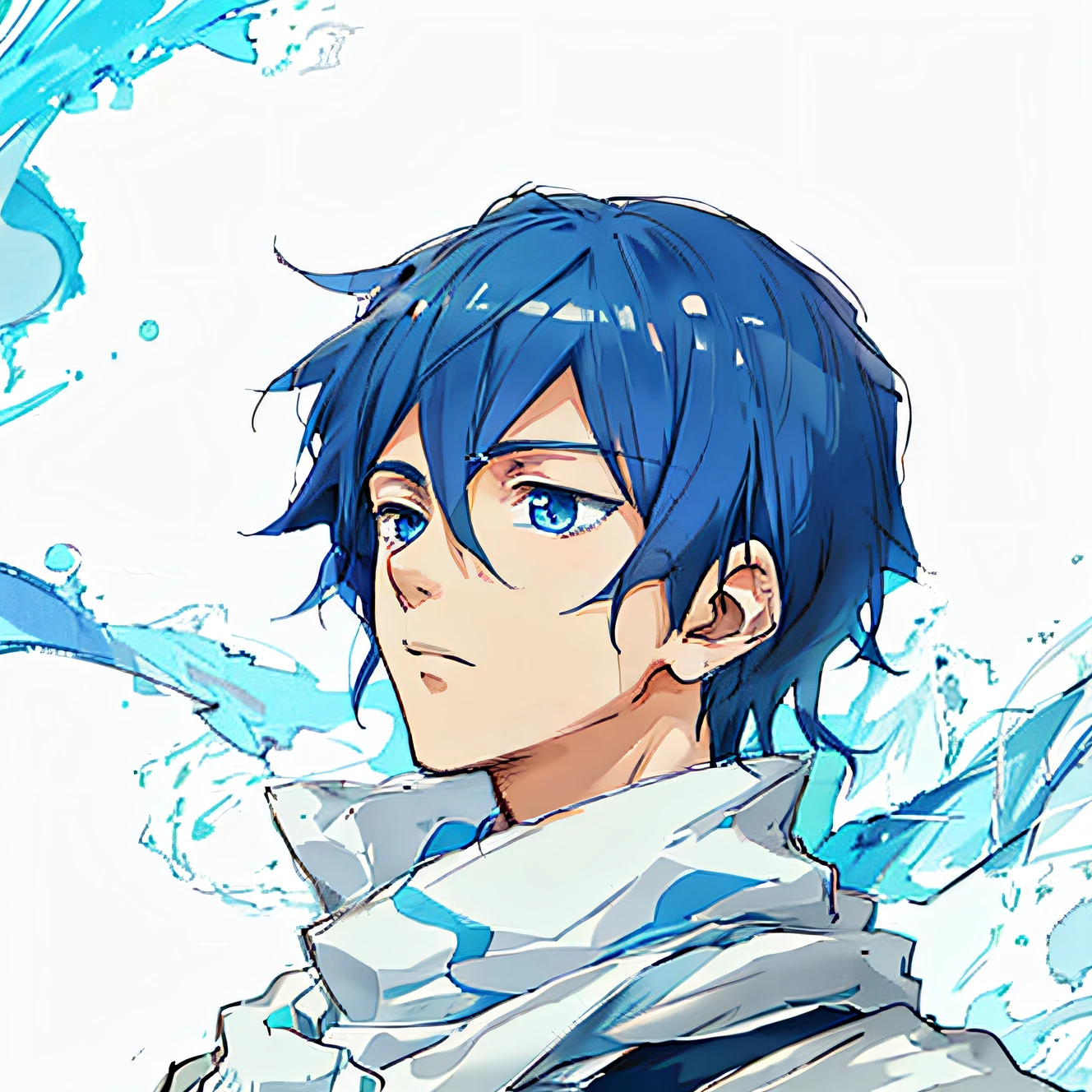 Anime boy with blue eyes and a scarf around his head, 2 d anime style, Anime boy, inspired by Okumura Togyu, Tall anime guy with blue eyes, inspirado em Okumura Masanobu, 2d anime, handsome guy in demon killer art, High quality anime art style, young anime man, Male anime style, Beautiful anime style,full bodyesbian