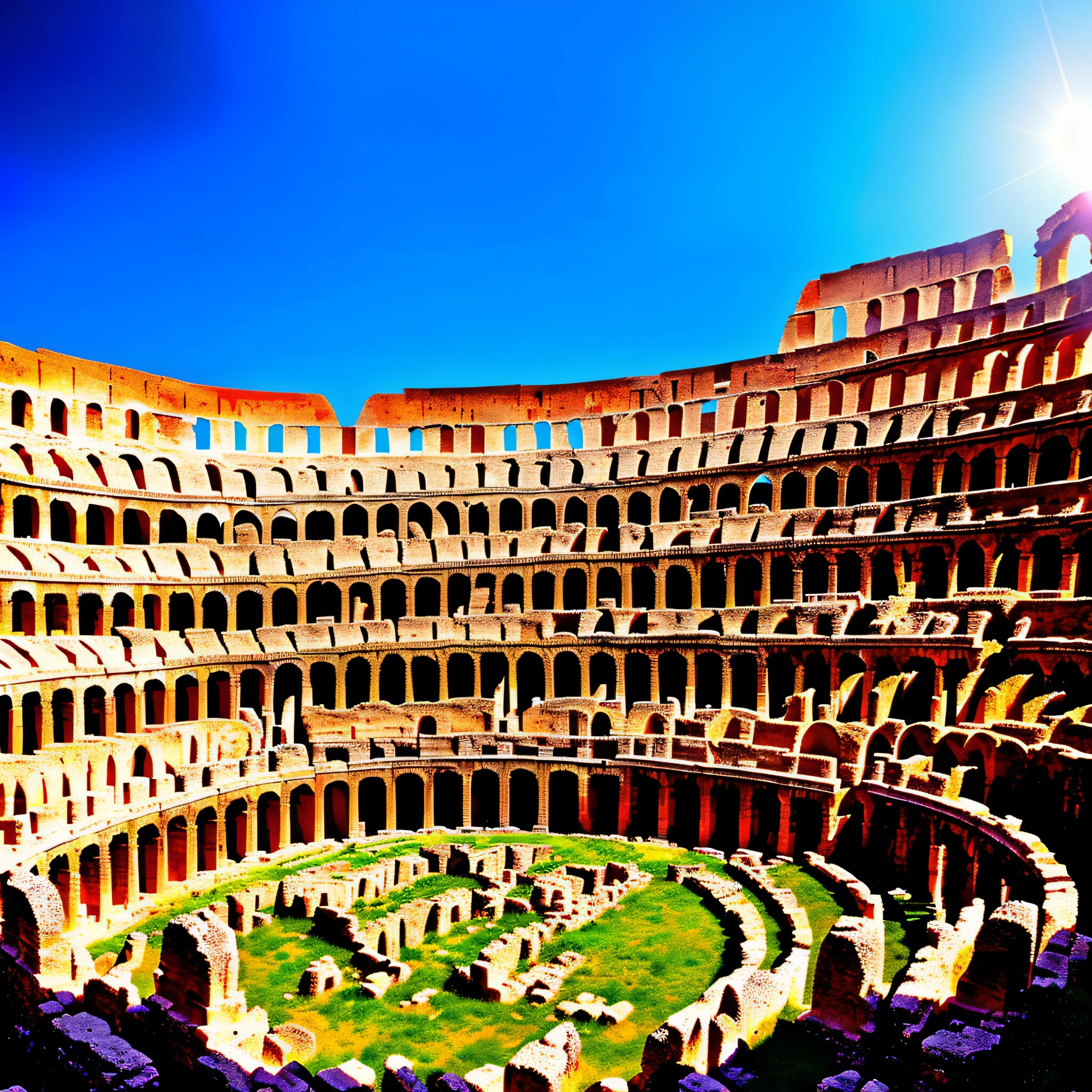 Ancient Greek atlas of the god fire dragon gold fire earth life in the Roman coliseum --auto