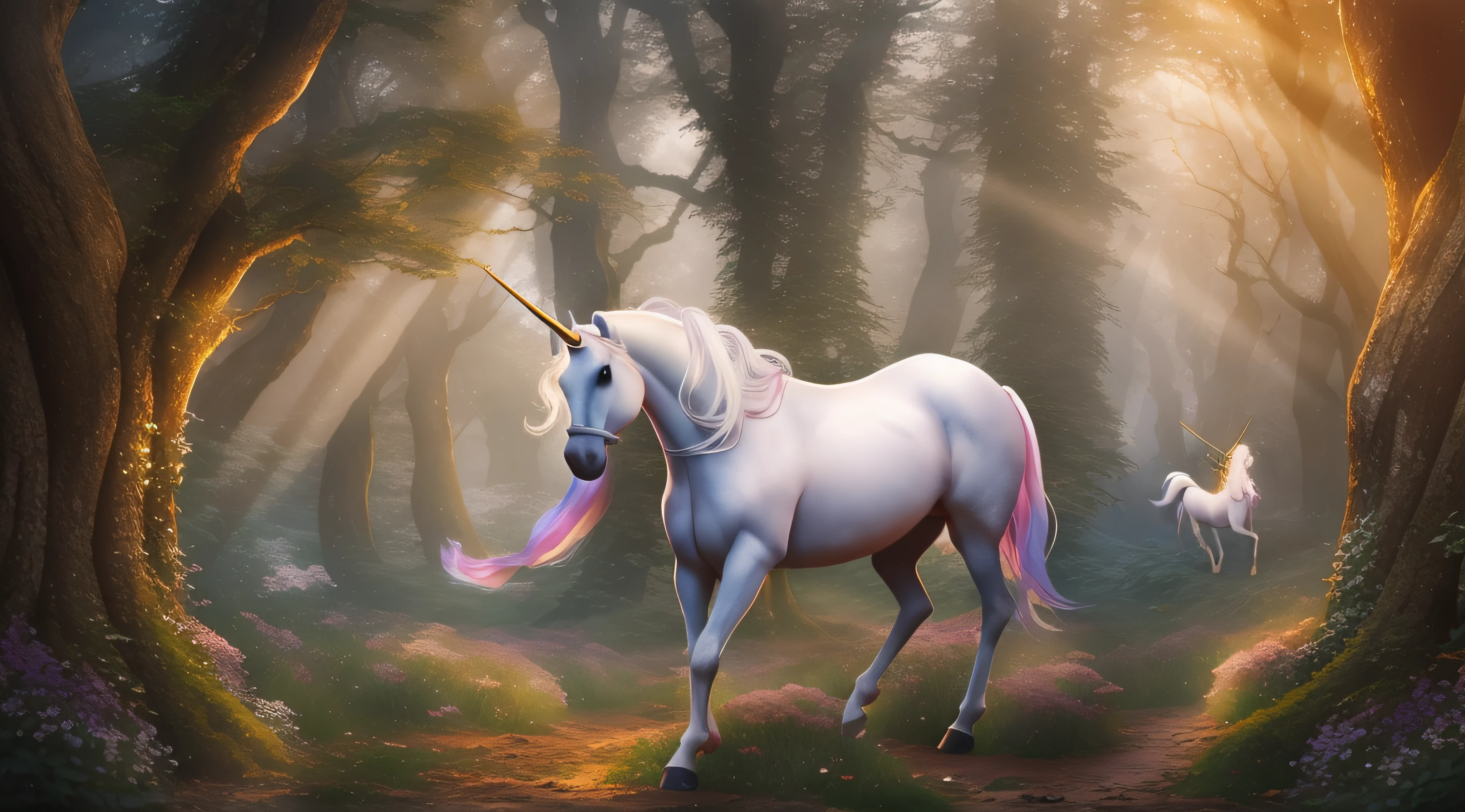 unicorn in a magical forest
