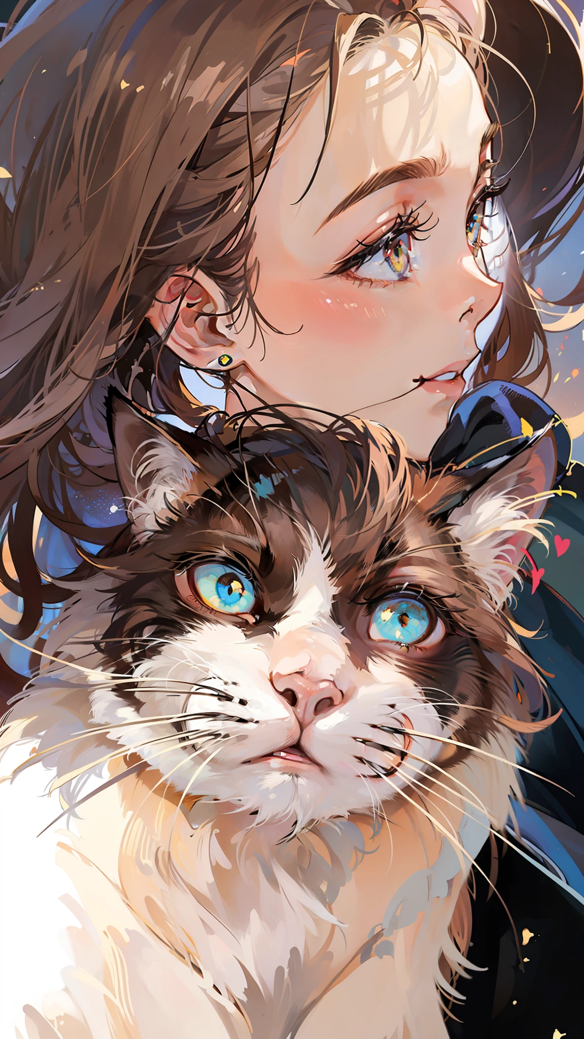 A girl smiles and hugs a cat, big cheeks holding her cat, grumpy cat smiling ear to ear, Profile picture, there is a cat next to her, cat photo, woman / cat hybrid, exclusive, beautiful grumpy girl, very beautiful cute catgirl, Grumpy cat, the cat is smiling, blackpink jennie, unknown artist, smileeeeeee