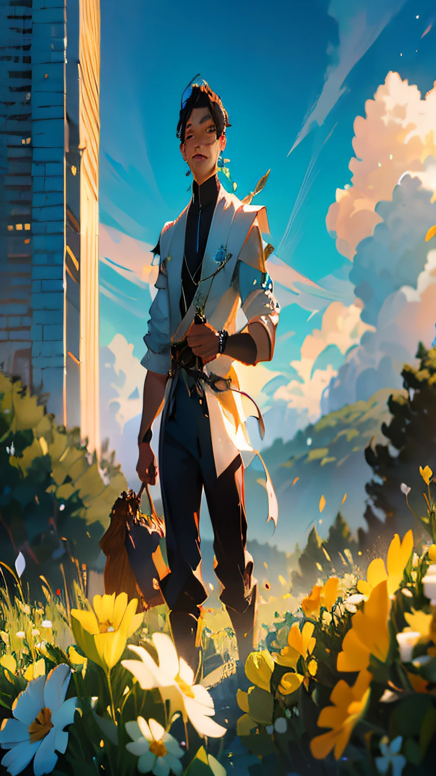 Masterpiece, best quality, (very detailed CG unity 8k wallpaper) (best quality), (best illustration), (best shadows) Nature&#39, blue sea,delicate leaves petals of various colors falling in the air light Tracking, super detailed --v6
