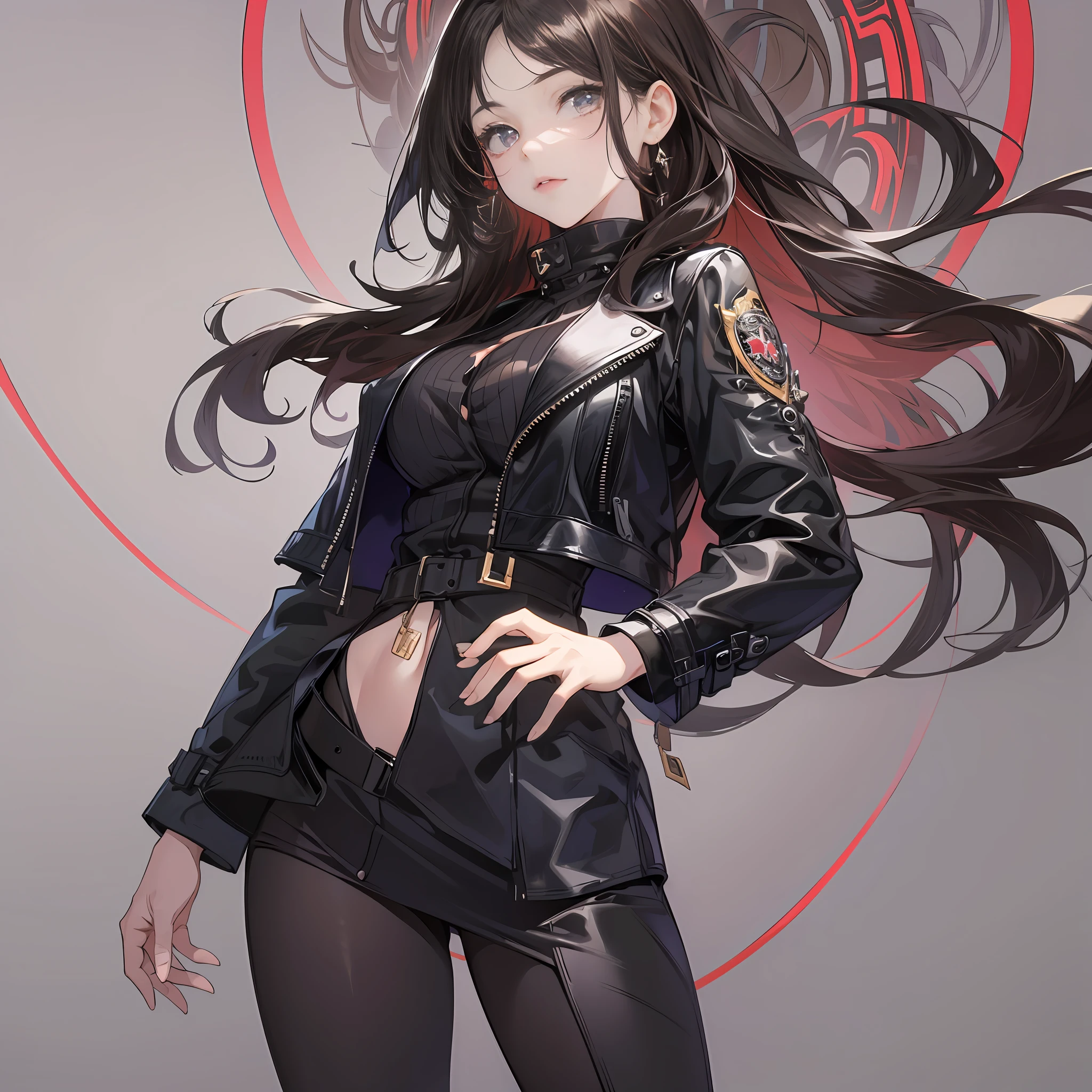 Ultra-precise details、Ultra high definition image quality、Detailed picture、Accurate background image、One girl standing、Dark hair、long、Inner hair color、leather jackets、Black boots、Huge dam in the background、high-level image quality、wide angle shooting、natta、