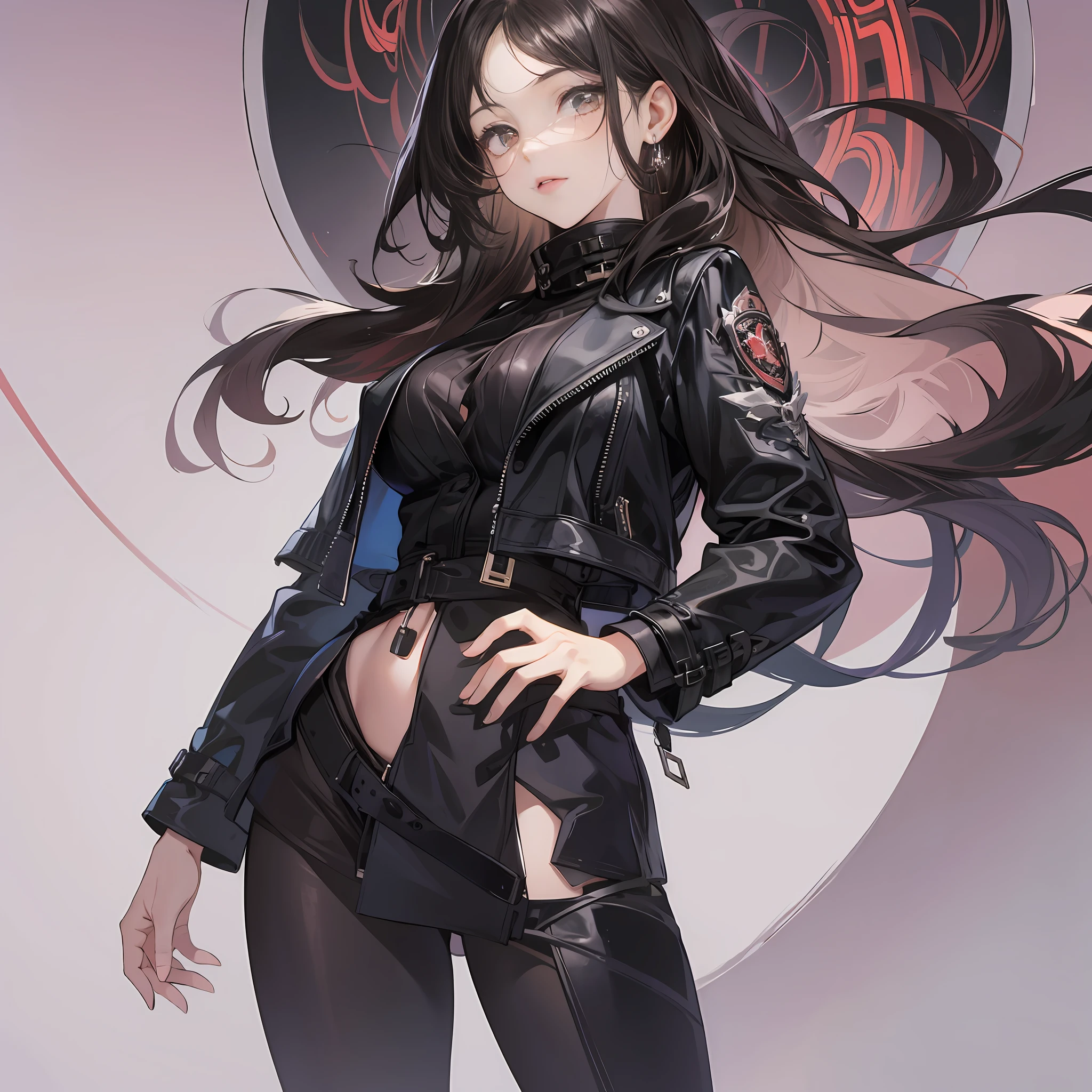 Ultra-precise details、Ultra high definition image quality、Detailed picture、Accurate background image、One girl standing、Dark hair、long、Inner hair color、leather jackets、Black boots、Huge dam in the background、high-level image quality、wide angle shooting、natta、