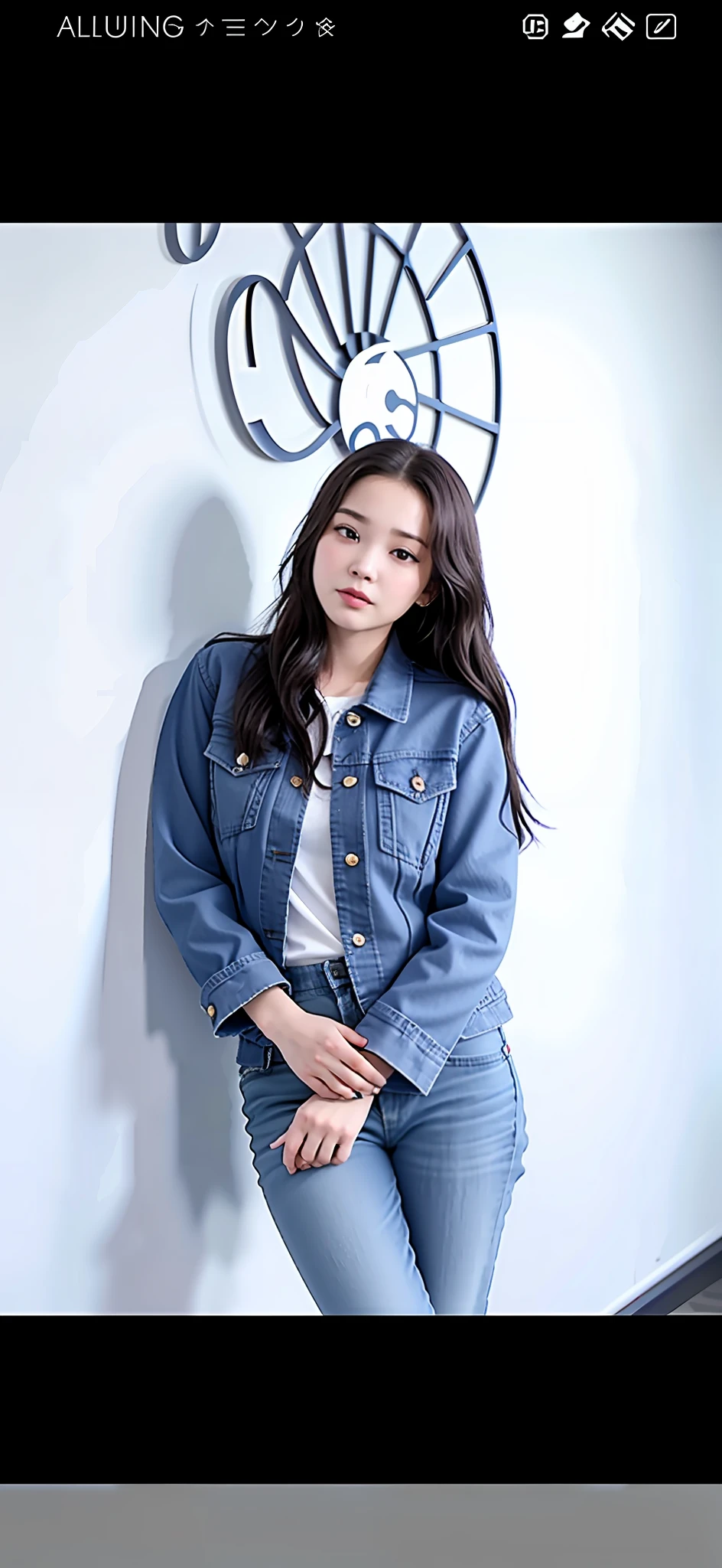 a close up of a woman in a denim jacket leaning against a wall, wearing blue jacket, wearing a jeans jackets, nivanh chanthara, wearing a blue jacket, cindy avelino, headshot profile picture, wearing casual clothes, a young asian woman, ruan jia beautiful!, blue jacket, denim jacket, wearing casual clothing, fanart, a cute young woman
