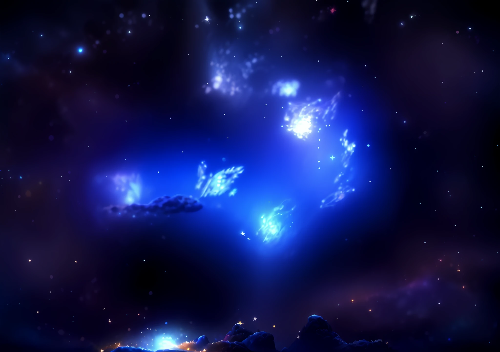 Close up of blue heart shaped object with stars, glowing lights! Digital Painting, Chaotic glow, Luminous Wisp, Galaxy, Space Void Background, glowing particles, Blue Nebula, a cosmic entity made of stars, galaxies in the background, Blue Particles, Shining stars, galaxies in the background, Soft blur and shine, Star(skyporn) starrysky_skyporn