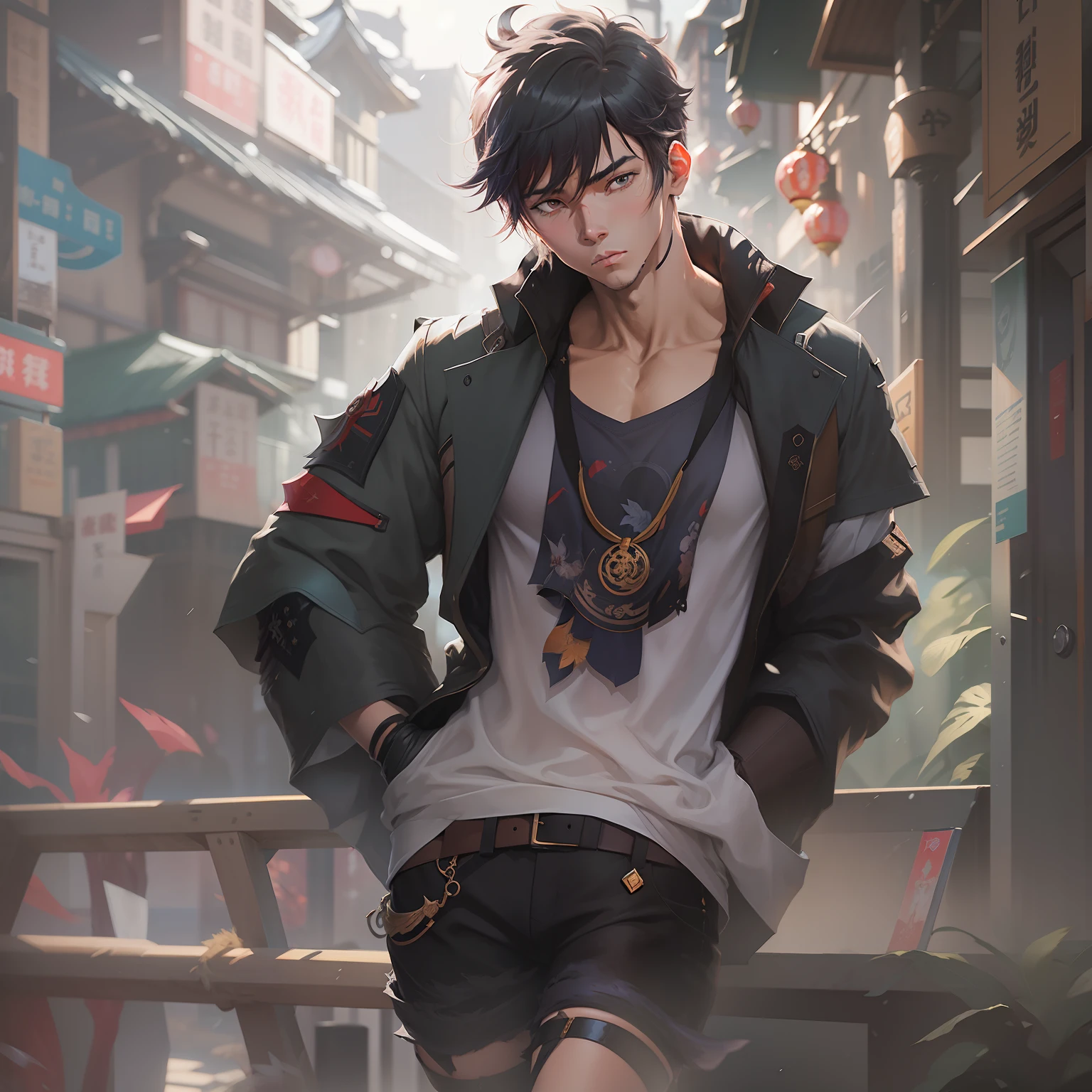 animesque。Male style image,。GenshinImpact。 artwork in the style of guweiz。inspired by Bian Shoumin。guweiz,。by Yang J。beautiful male。thief。 GenshinImpact, guweiz on pixiv artstation。Delicate boy。male people。