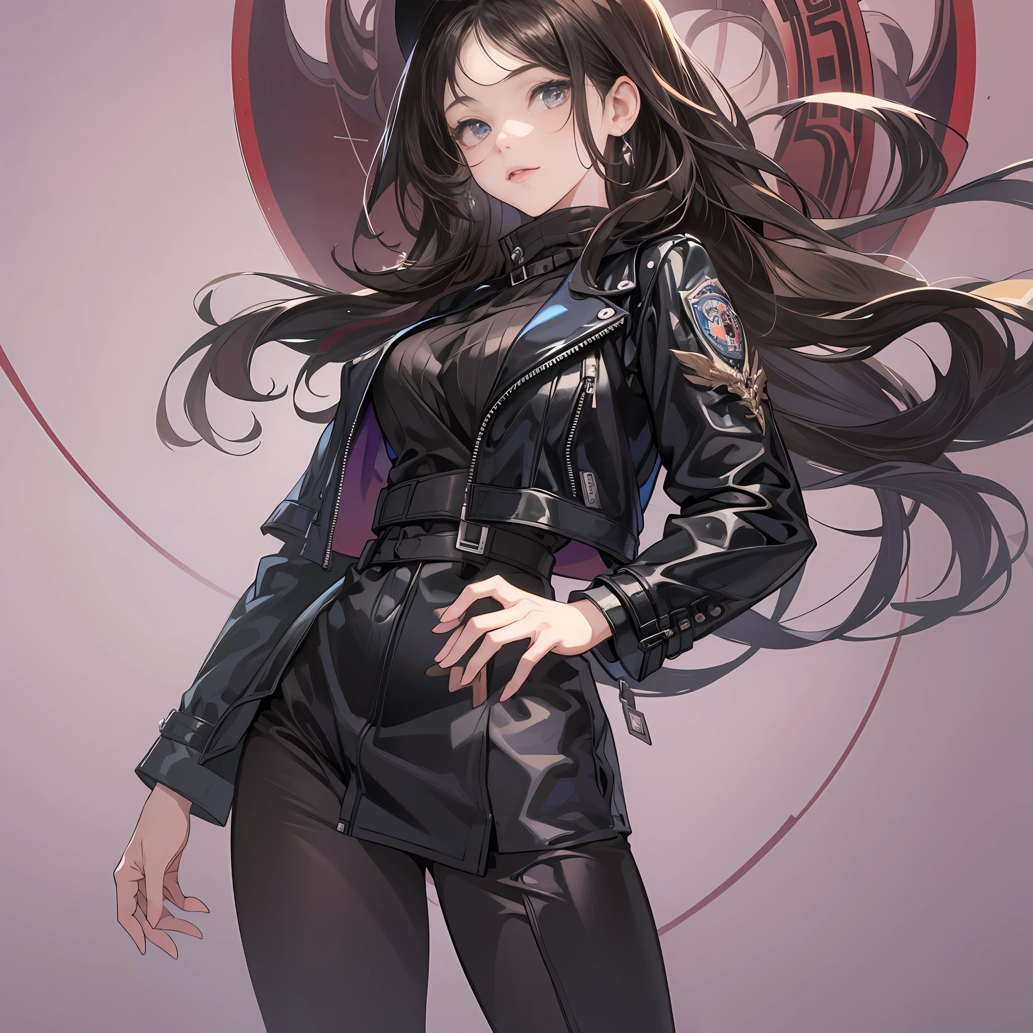 Ultra-precise details、Ultra high definition image quality、Detailed picture、Accurate background image、One Girl Standing、Dark hair、long、Inner hair color、leather jackets、Black boots、Huge dam in the background、high-level image quality、wide angle shooting、natta、