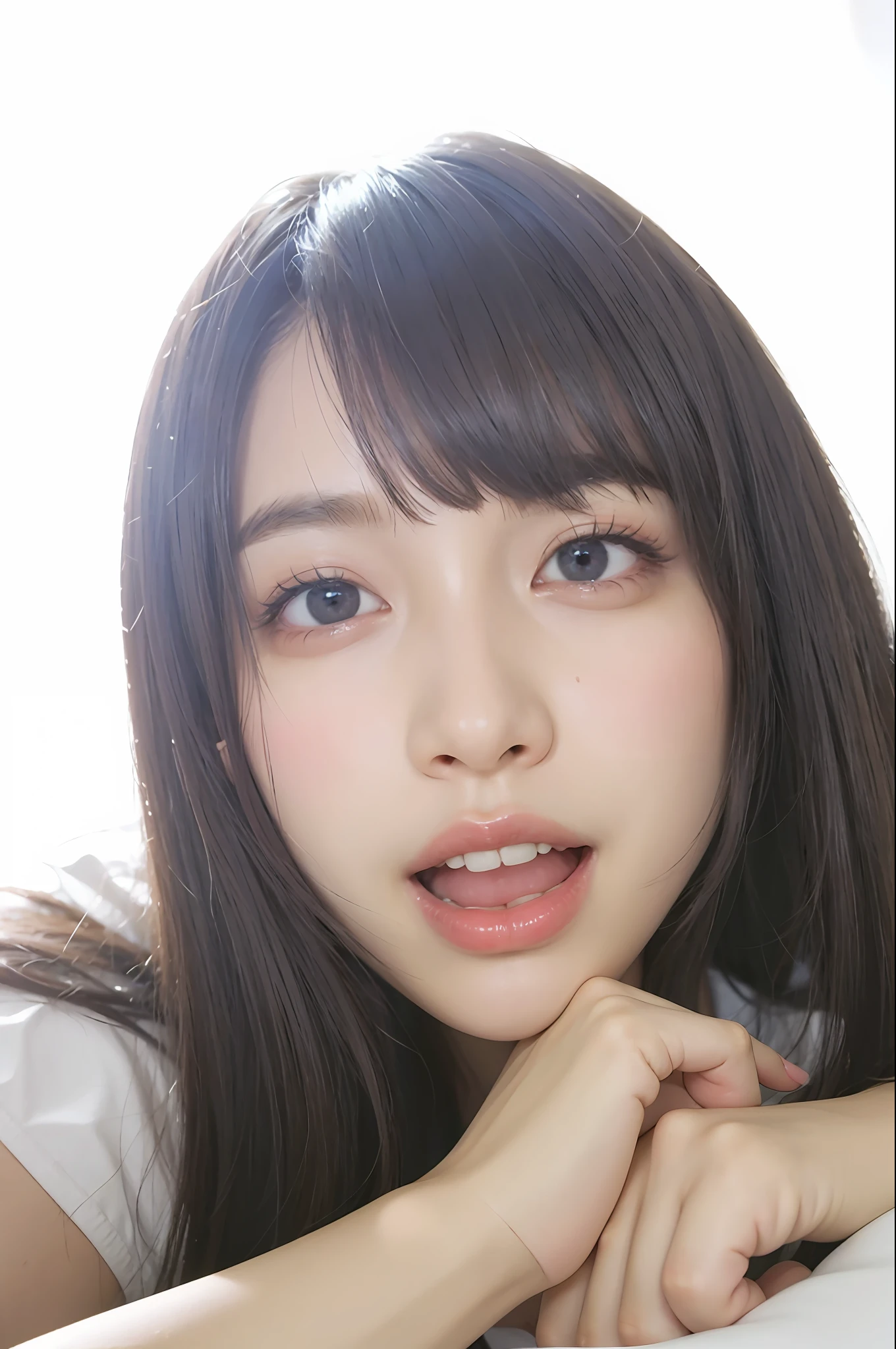 top-quality,foco nítido、8K、hight resolution、 1 人、femele、(mideum breasts:1.8)、Schools、hi-school girl、blazers、校服、Pubic hair is visible、No panties、Boldly pull up the skirt、((Sit on a chair and open your legs wide))、Bend your knees and open your legs、slightly shorter hairstyle、Grab your knees with your hands and open your legs、Shirts with buttons can be removed