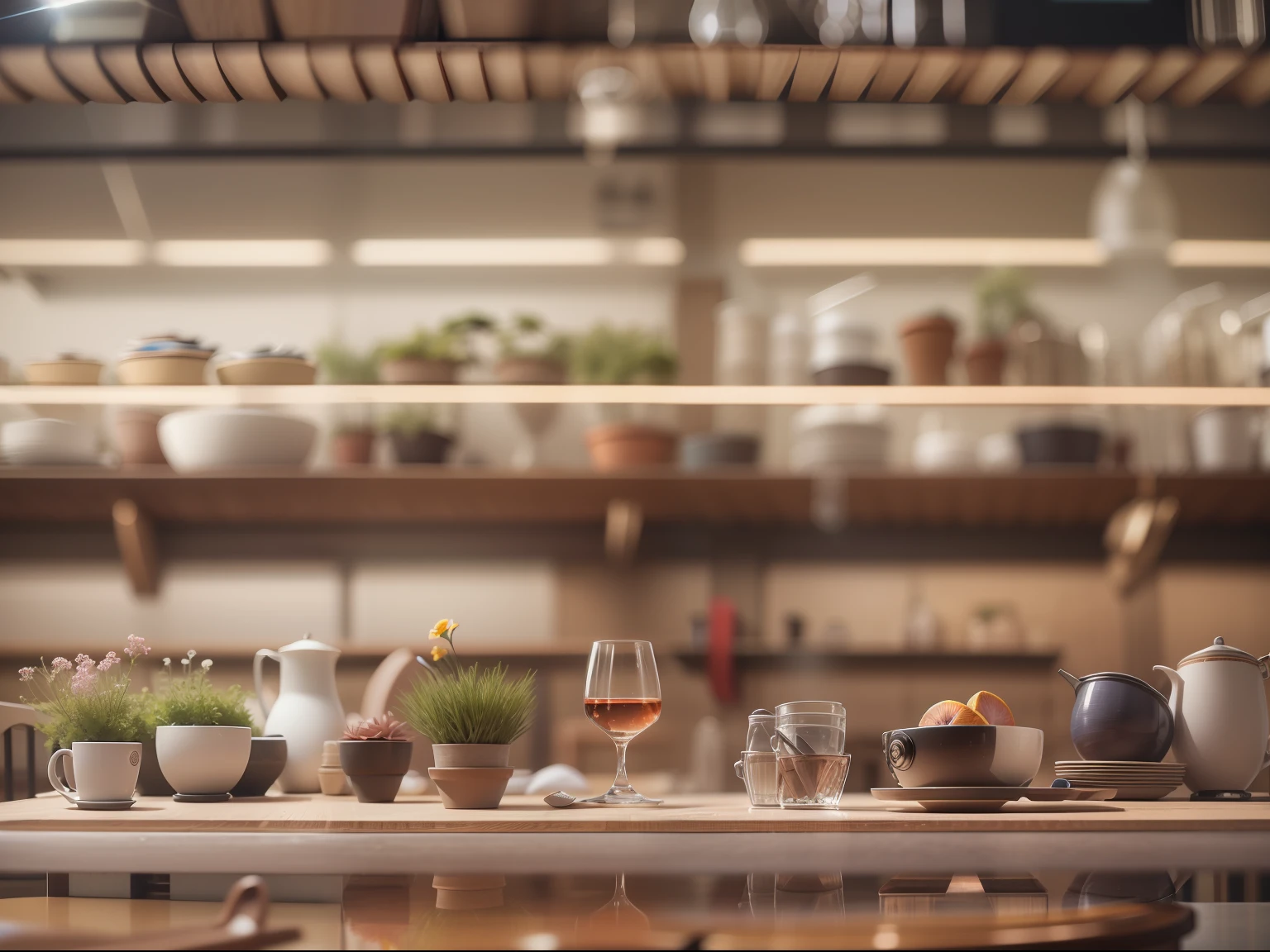 High-detail RAW color photography, Modern loft-style dining room, (higly detailed, hyper-detailing, Entanglement), (lens glare: 0,7), (bloom: 0,7), particle fx, ray traced, 电影灯光, Shallow depth of field, photographed with Sony a9 II, 50mm wide angle lens, sharp-focus