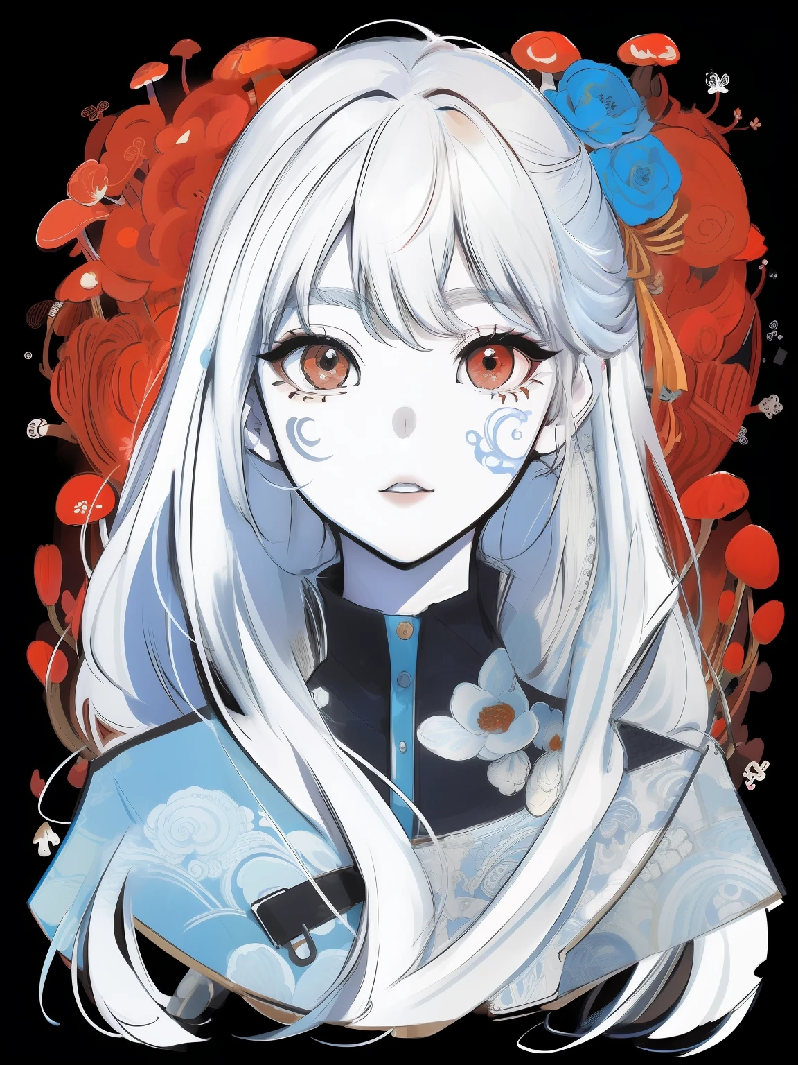 (by Yuko Higuchi:1.4)，Higuchi Yuko,(by Yoh:1.2),(lineart),line drawing,pen drawing,(tattoo pattern:1.2),(Intricate lines),(masterpiece),(best quality:1.1),(ultra-detailed),best illustration,finely detail,hand drawn high quality,High contrast,(clean lines:1.3),ligne claire,A little cat is surrounded by red mushrooms,(Intricate details:1.3),(detailed background:1.2),(colored background:1.1),sketch,Intricate details,High Resolution