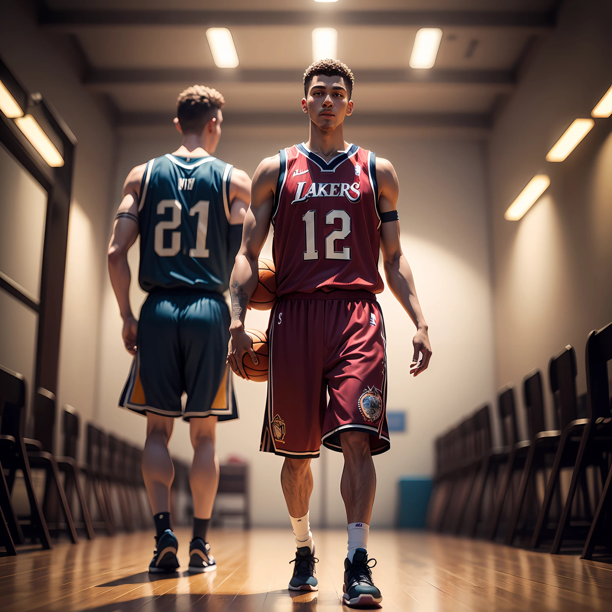 Basketball Player Figure Collectible Model,Detailed 3d model with packaging, promotion table top shot, intricate detailed, dramatic lighting, masterpiece, UHD 8k --auto