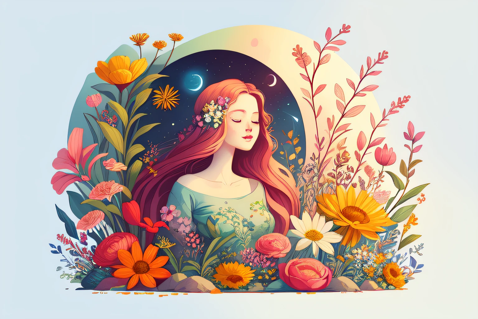 (Illustration:1.3) beautiful planet earth with flowers and plants sprouting spring day (by Artist Anna Dittman:1), (((masterpiece))), (((best quality))), ((ultra-detailed)),(detailed light),((an extremely delicate and beautiful)),