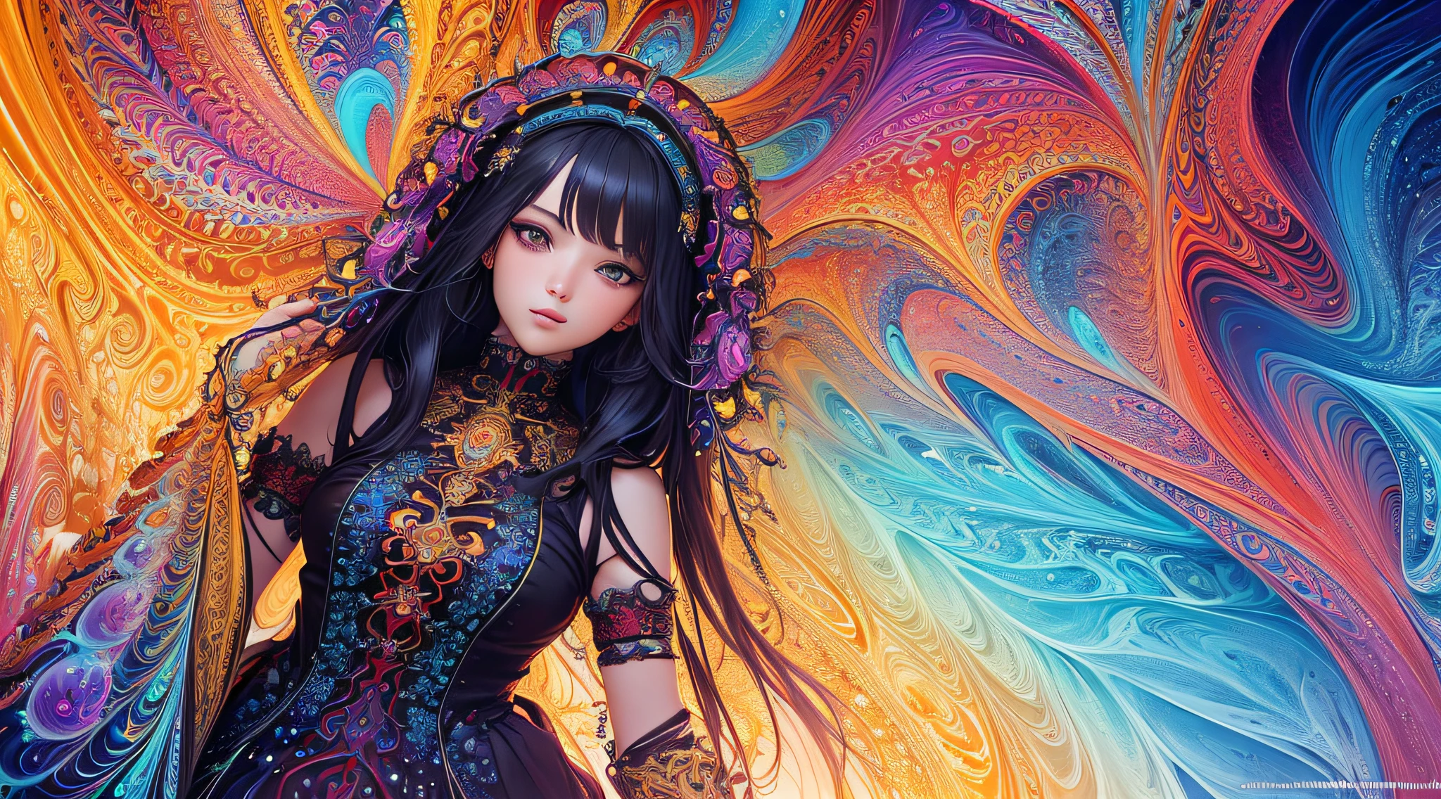 (masterpiece, top quality, best quality, official art, beautiful and aesthetic:1.2), (1girl), extreme detailed,(fractal art:1.3),colorful,highest detailed