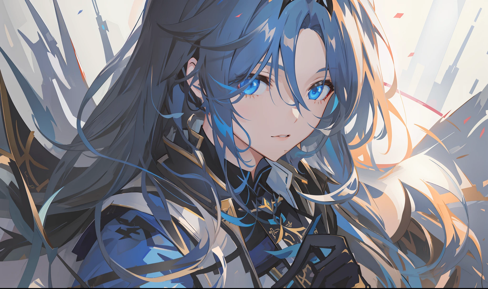 Anime girl with long hair and blue eyes holding a flower, handsome guy in demon killer art, From Arknights, detailed anime character art, Detailed digital anime art, Detailed key anime art, Keqing from Genshin Impact, shigenori soejima illustration, clean and meticulous anime art, trending on artstation pixiv, Beautiful androgynous prince, casimir art