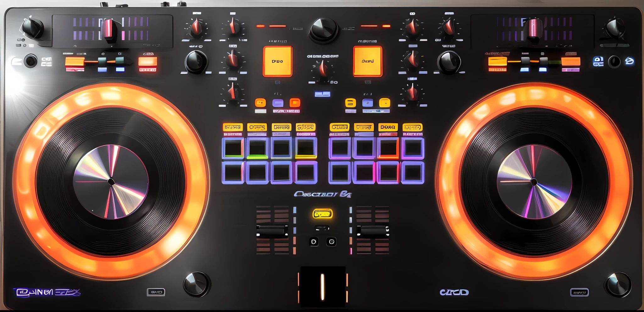 Um close up de um controlador de DJ com um disco dourado, Mixer DJ, DJ, Conjunto de DJ, turntables, DJING com toca-discos DJ, turntablist, audio equipments, Turntablism DJ arranhando, Roland, Deck do controlador, 2 0 1 4, 2014, obra de arte ", obra de arte", 2022, 2 0 2 2, DJ Sura