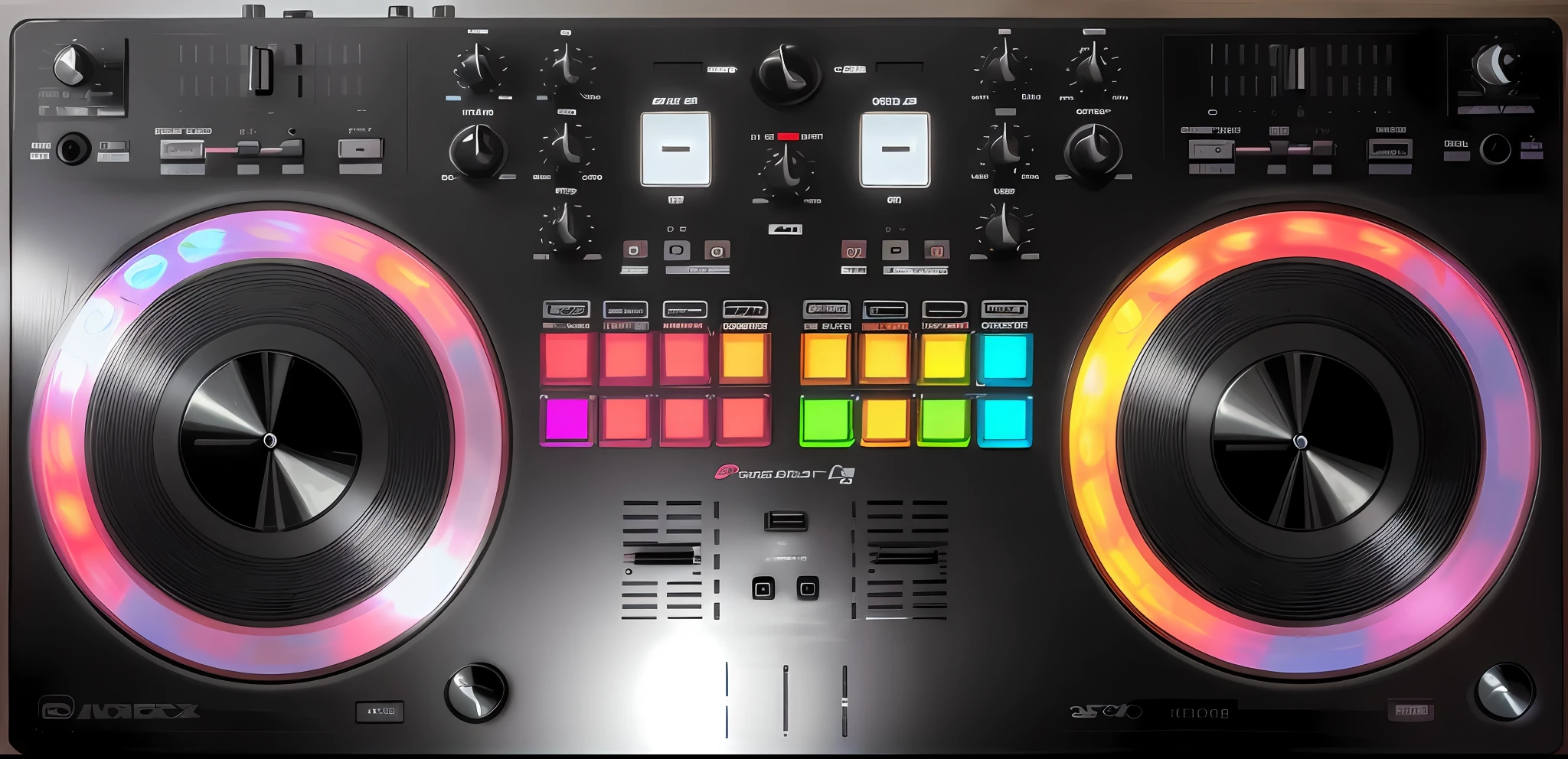 Um close up de um controlador de DJ com um disco dourado, Mixer DJ, DJ, Conjunto de DJ, turntables, DJING com toca-discos DJ, turntablist, audio equipments, Turntablism DJ arranhando, Roland, Deck do controlador, 2 0 1 4, 2014, obra de arte ", obra de arte", 2022, 2 0 2 2, DJ Sura