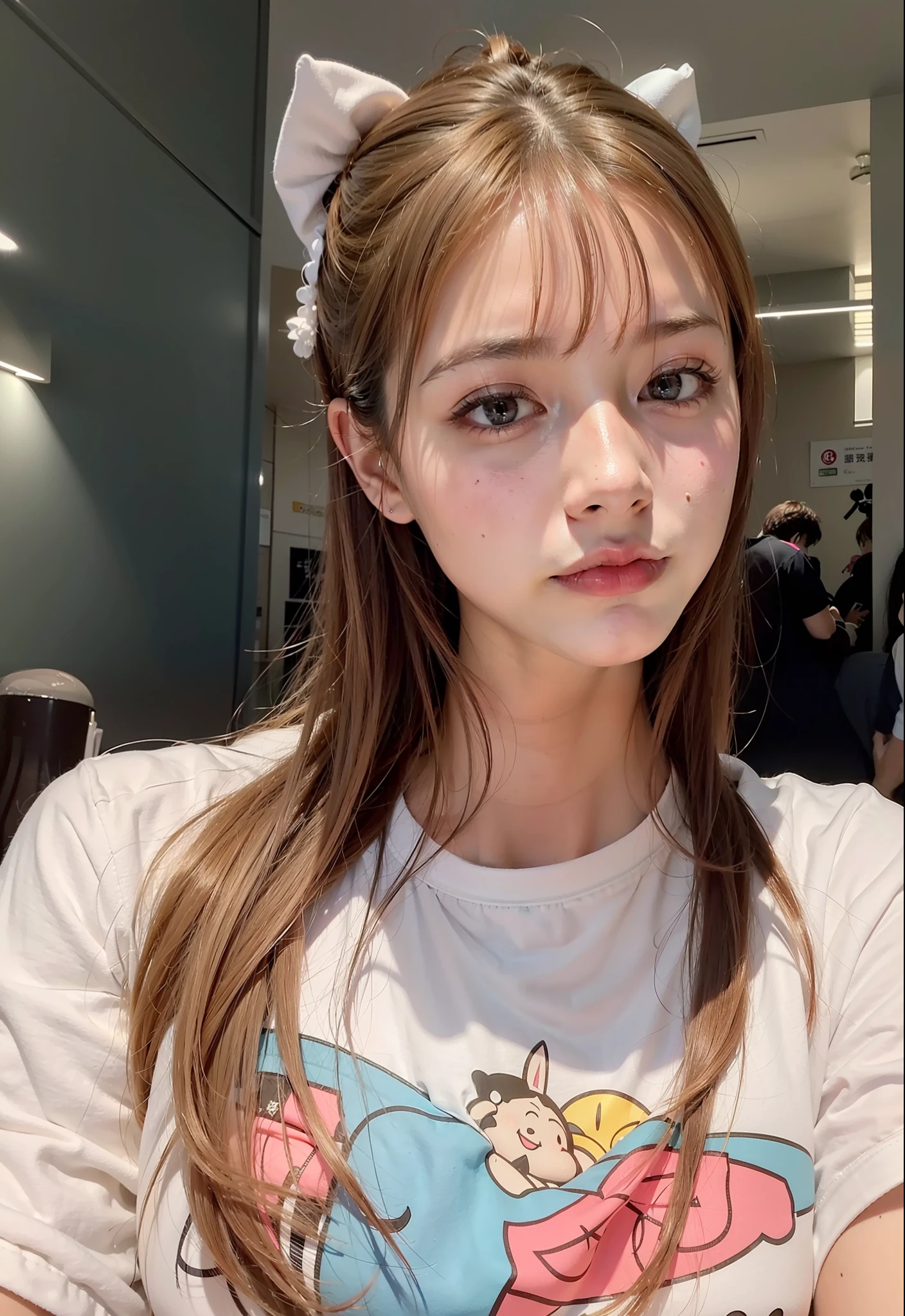 tee shirt,,Yoshitomo Nara, girl cute-fine face, tidy hair,By bangs, With bangs, Need, 8K, tmasterpiece:1.3)), full bodyesbian, Long legs,Focalors:1.2, perfect figure beautiful woman:1.4, Slim abs:1.1, ((Dark brown hair, huge tit:1.2 )), (white tight t-shirt,:1.2), ((城市, parks:1.3)), Highly detailed facial and skin texture, A detailed eye, 二重まぶた(Clear face), (Detailed face description), (Detailed hand description), (tmasterpiece),(Delicate CG),extreme light and shadows,messy hair,tmasterpiece,rich details,(finely detailed facial features),(a photograph of highest quality),(tmasterpiece),(Detailed eyes),Look before your eyes,Fine collarbones,((,huge areolas)),(Areola_nipslip))),((Puffy areola)),((Side Chest)