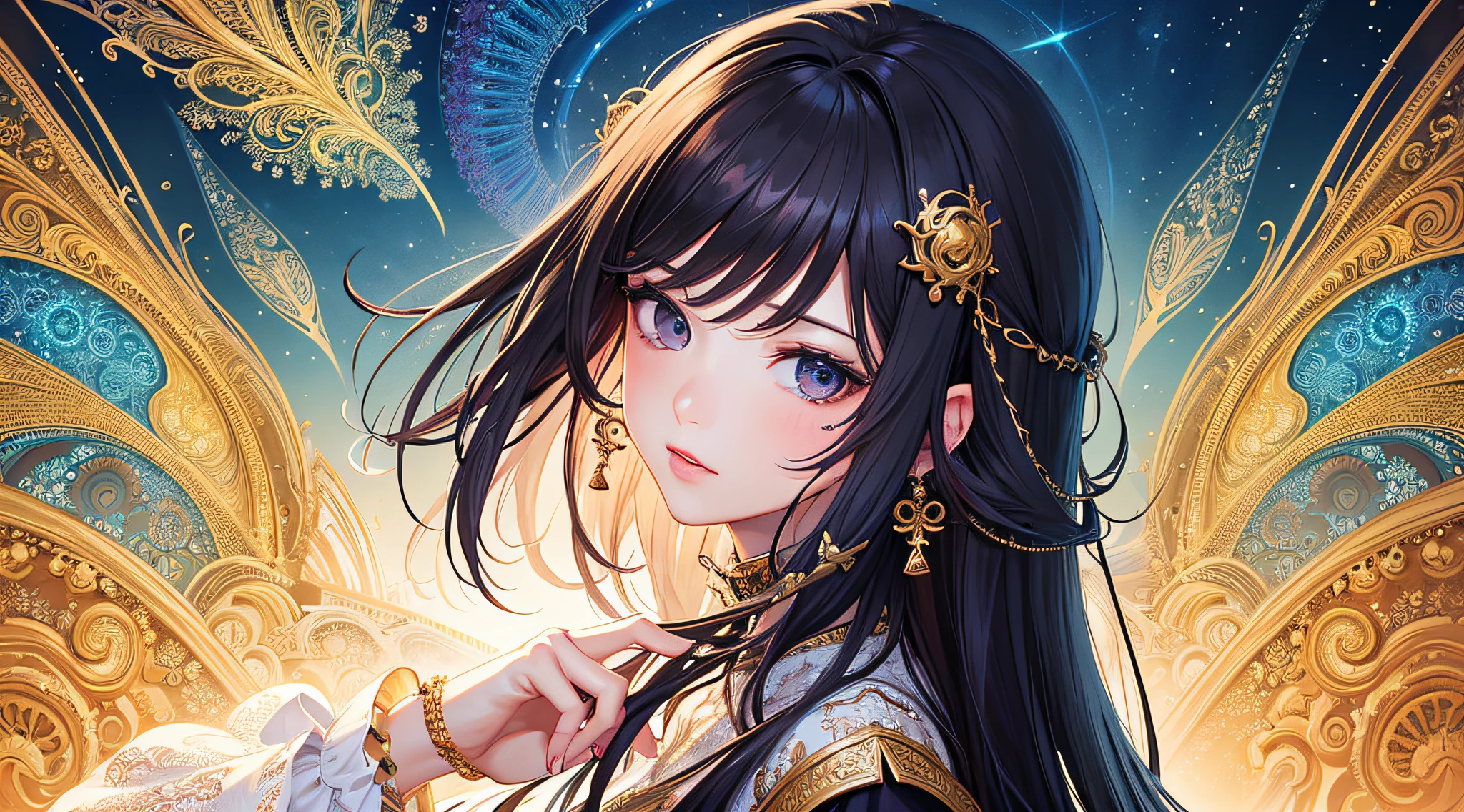 (masterpiece, top quality, best quality, official art, beautiful and aesthetic:1.2), (1girl), extreme detailed,(fractal art:1.3),colorful,highest detailed