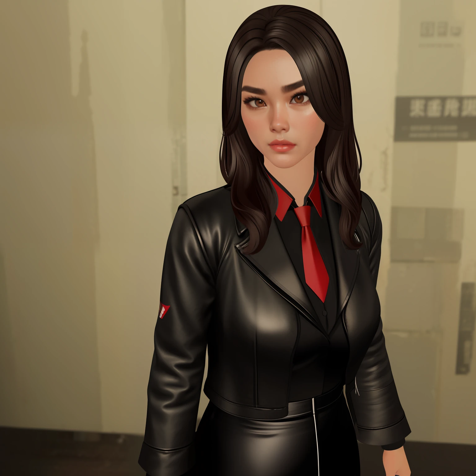 She is a sweet Asian girl wearing a black blazer, white top and red necktie with a black micro mini skirt, volumetric lighting, highly detailed, photography, low contrast, diffuse glow, cinematic blur, blurry effect, Kodak Portra 400 --ar 9:16 --s 750